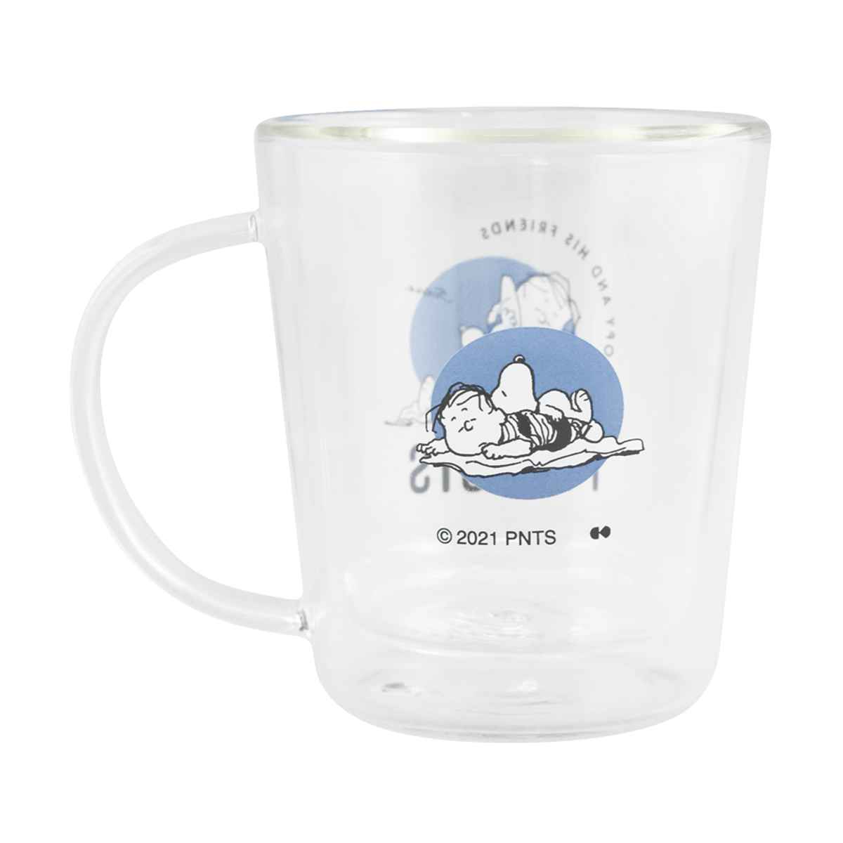 マグカップ 270ml ダブルウォール スヌーピー REANUTS ガラス ( マグ ダブルウォールグラス グラス ガラス製 耐熱 コーヒー 紅茶 ハーブティー ティータイム キャラクター ボックス入り おしゃれ )【 ブルー 】 ブルー