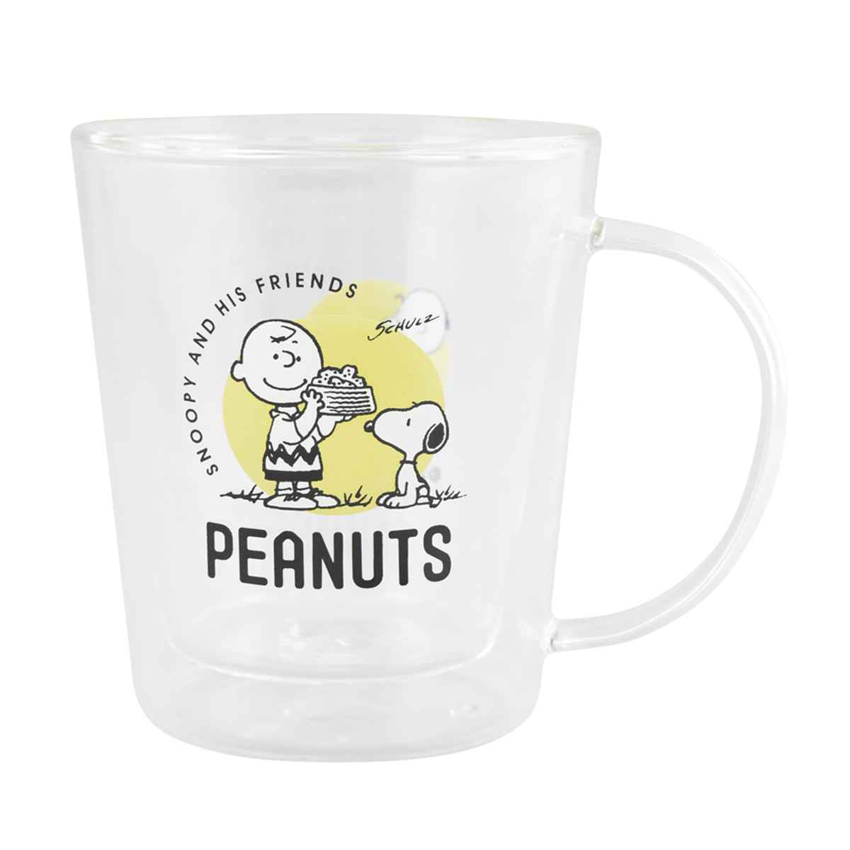 マグカップ 270ml ダブルウォール スヌーピー REANUTS ガラス ( マグ ダブルウォールグラス グラス ガラス製 耐熱 コーヒー 紅茶 ハーブティー ティータイム キャラクター ボックス入り おしゃれ )【 ブルー 】 ブルー