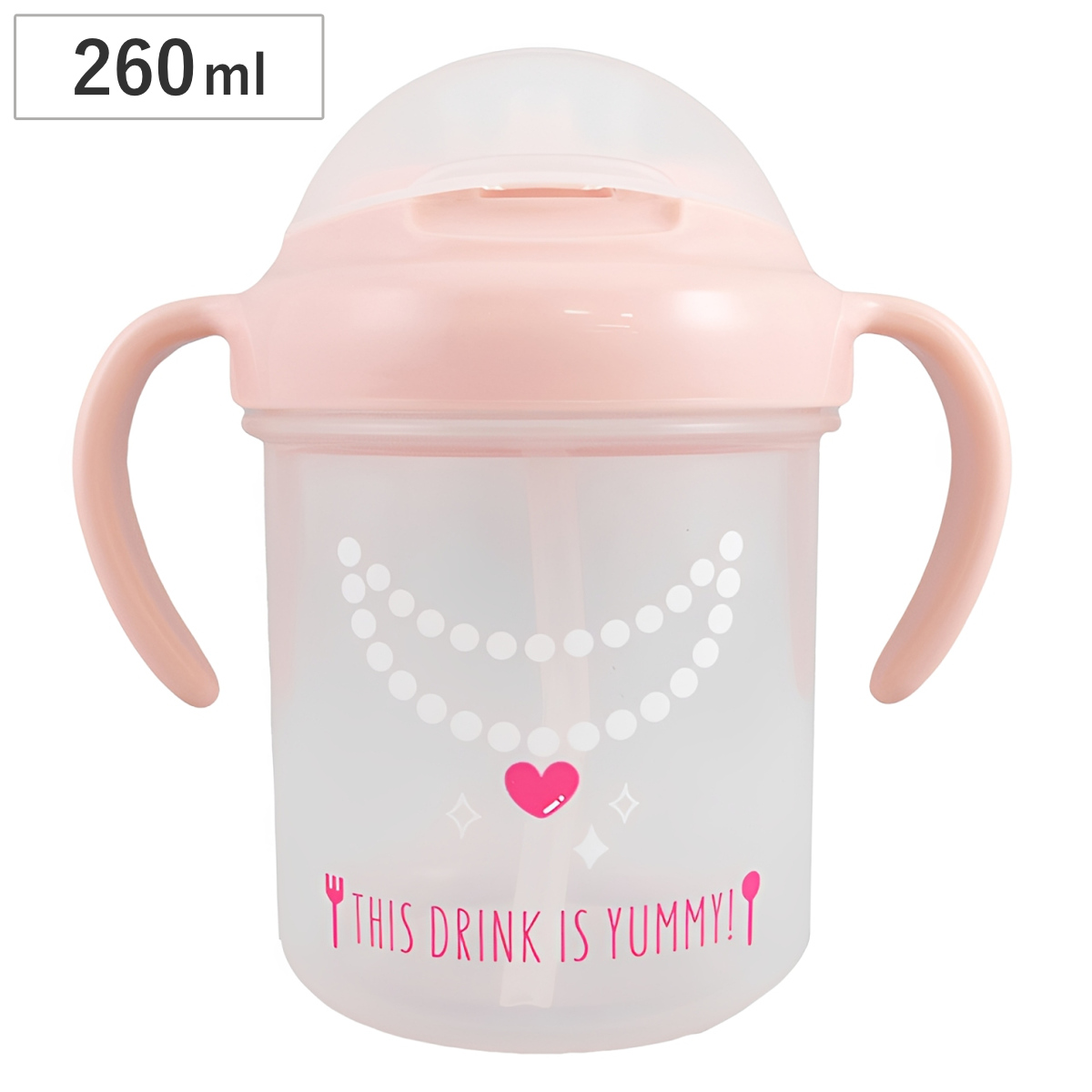ベビーマグ ストローマグ ネックレス ピンク 260ml 日本製 （ ベビー用マグ ハンドル付き 赤ちゃん用マグ トレーニングカップ 持ち手 取っ手 ベビーグッズ ベビー マグ ）