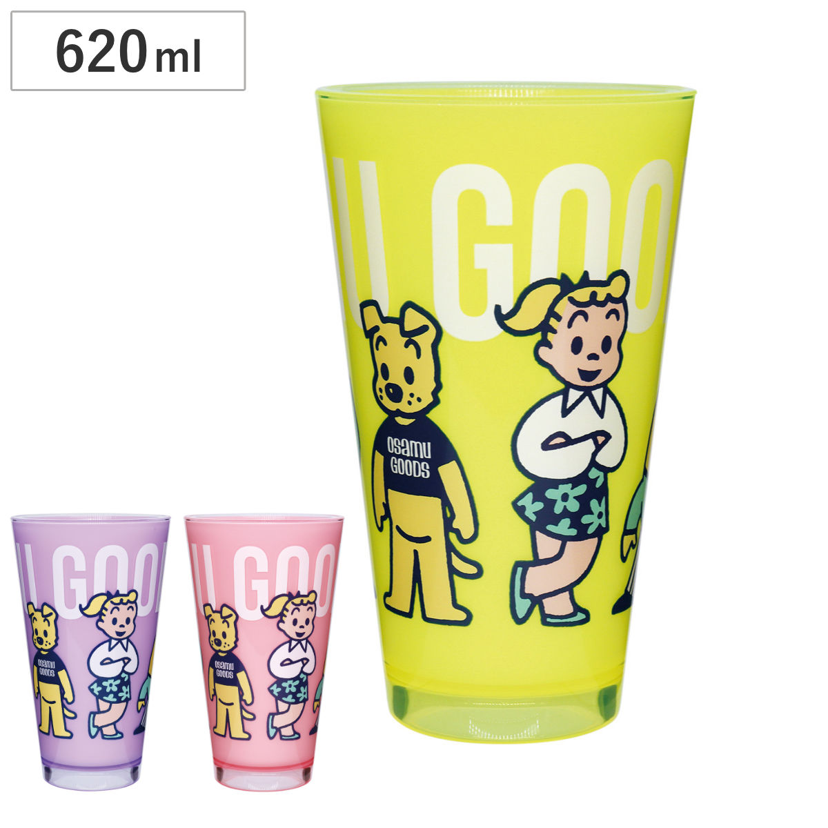 タンブラー 620ml OSAMU GOODS アクリルタンブラー L ( オサム コップ カップ プラコップ キャラクター かわいい 軽い 割れにくい 大きめ 子ども用 キッズ お茶 ジュース ) 【ピンク】
