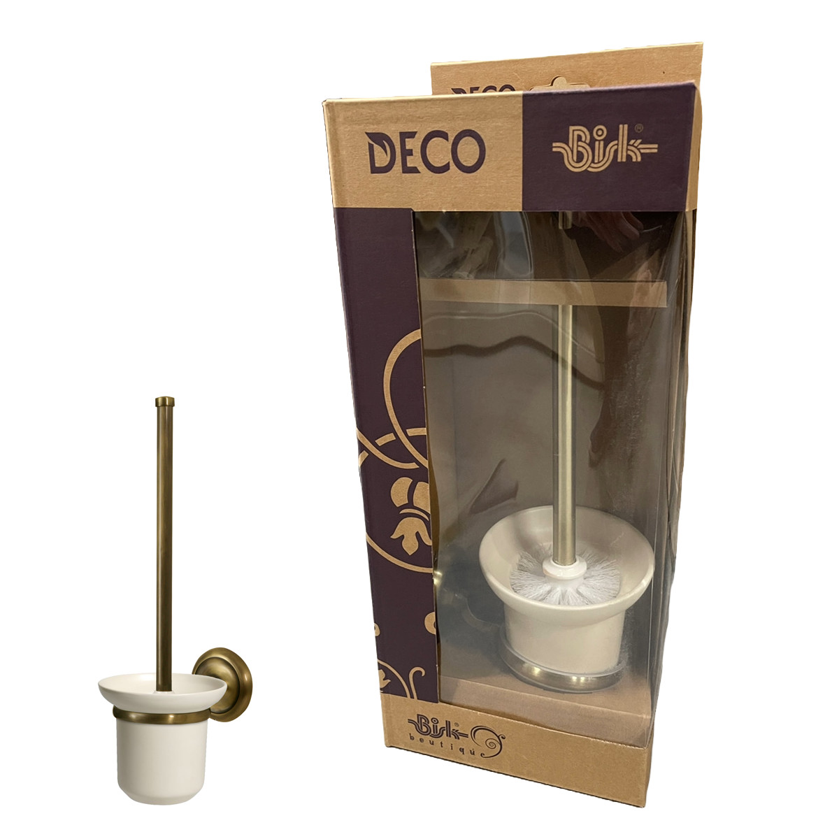 【アウトレット】 トイレブラシ アンティーク DECO BISK （ トイレクリーナー トイレ ブラシ おしゃれ トイレ掃除 ケース付き セット 床置き 壁掛け 掃除用品 トイレ用ブラシ 便器 清掃 掃除 トイレ用品 トイレ掃除用品 ）