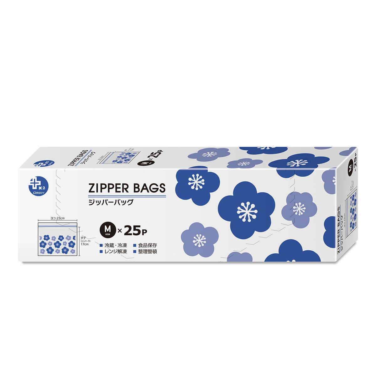 保存袋 プラスプラス デザイン ジッパーバッグ ( M25枚 ML15枚 L12枚 フリーザーバッグ 冷凍 冷蔵 ダブルジッパー 食品保存袋 ジッパー袋 柄付き チャック付き袋 新鮮 鮮度 保存 袋 作り置き 小分け 小物入れ 旅行 食品衛生法適合 ) 【L】 L