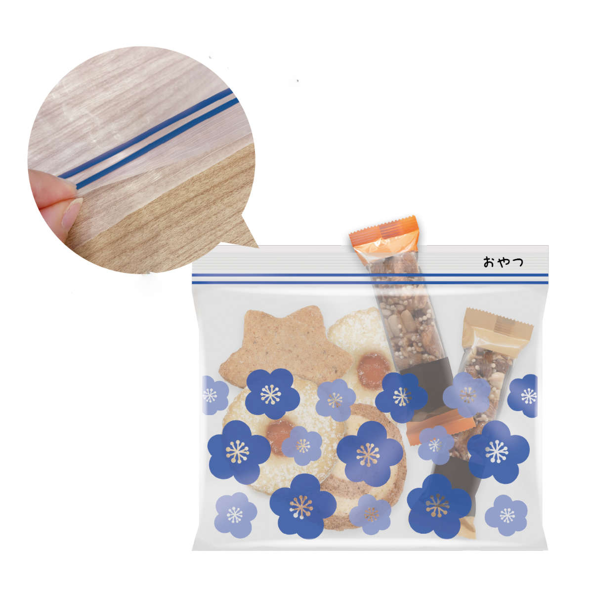 保存袋 プラスプラス デザイン ジッパーバッグ ( M25枚 ML15枚 L12枚 フリーザーバッグ 冷凍 冷蔵 ダブルジッパー 食品保存袋 ジッパー袋 柄付き チャック付き袋 新鮮 鮮度 保存 袋 作り置き 小分け 小物入れ 旅行 食品衛生法適合 ) 【L】 L