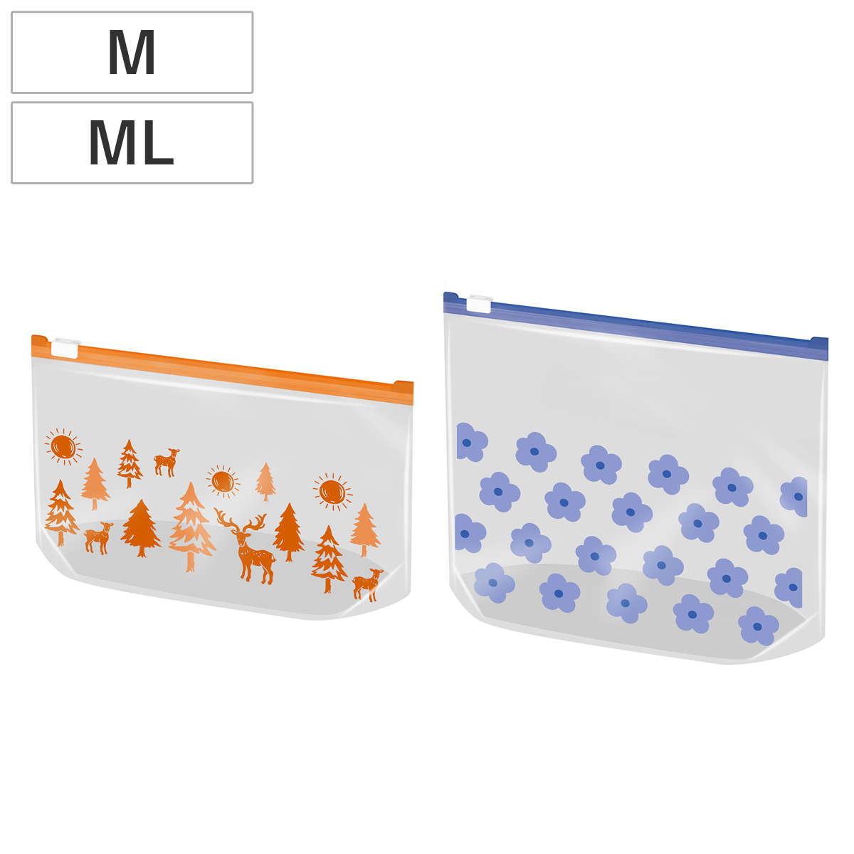 保存袋 プラスプラス デザイン スライダーバッグ マチ付き （ M15枚 ML10枚 フリーザーバッグ 冷凍 冷蔵 スライダー式 食品保存袋 ジッパー袋 柄付き チャック付き袋 新鮮 鮮度 保存 袋 作り置き 小分け 小物入れ 食品衛生法適合 ） 【M】