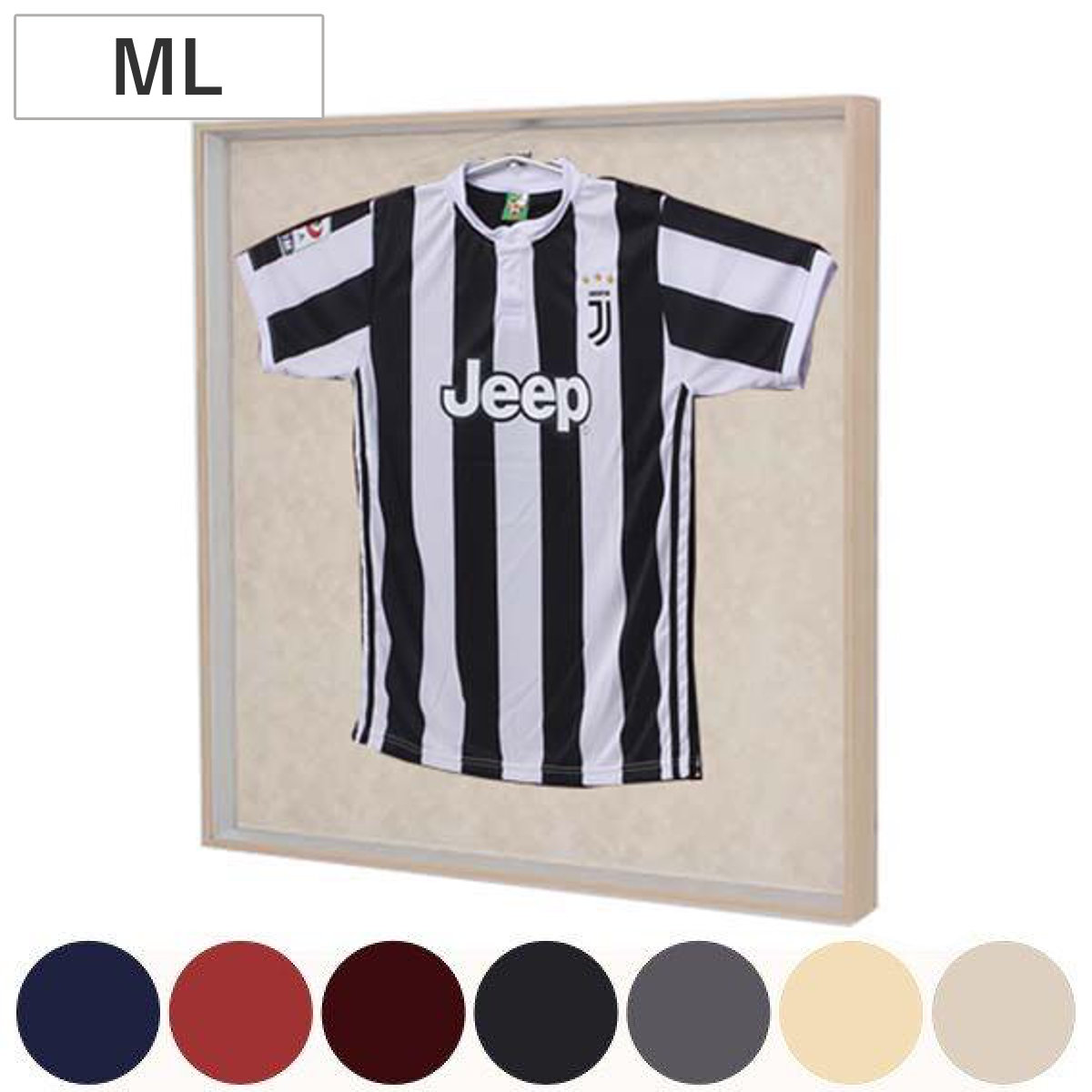 ユニフォーム 収納 ユニフォーム額 L214 MLサイズ フレーム ナチュラル ( 額 ディスプレイ 額縁 ユニフォームケース ワイド 壁掛け コレクション ディスプレイケース バックボード 選べる 飾る ハンガー Tシャツ ) 【ナチュラル×アイボリー】