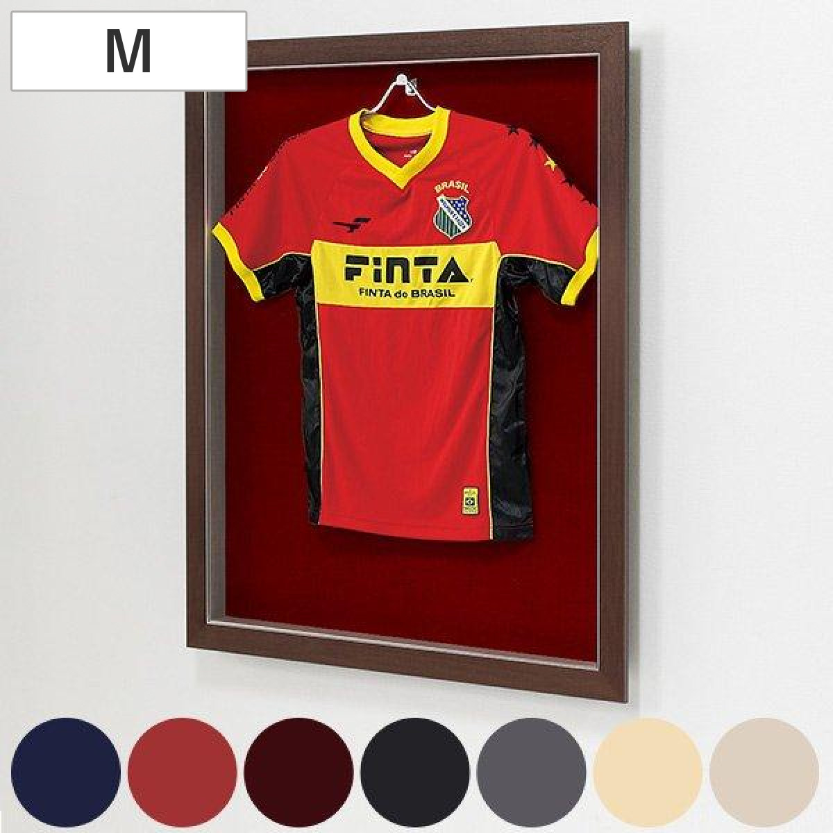 ユニフォーム 収納 ユニフォーム額 L203 Mサイズ フレーム セピア ( 額 ディスプレイ 額縁 ユニフォームケース 扉式 M 壁掛け コレクション ディスプレイケース バックボード 7色 飾る ハンガー Tシャツ インテリア ) 【セピア×ブラック】