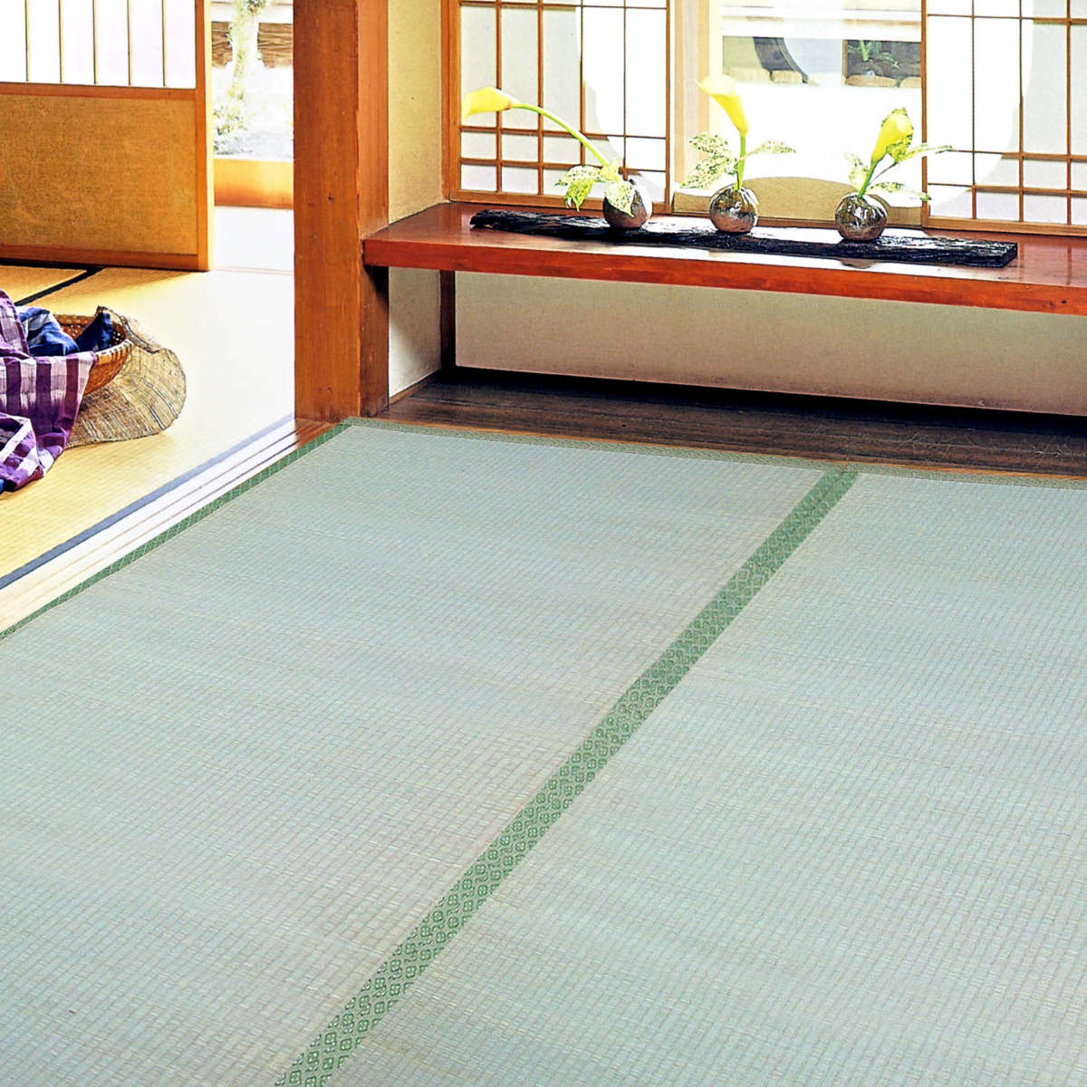 い草 上敷き 鈴草 4.5畳 江戸間 約261×261cm 撥水加工 （ い草上敷き