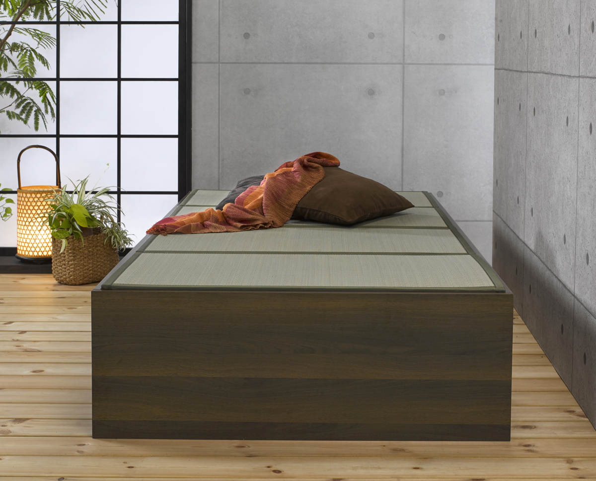 畳ベッド シングル 引出し2杯 小上がり シンプル ( ベッドフレーム 畳 ベッド ヘッドレス 天然い草 引出し たたみ 抗菌 調湿 消臭 畳マットレス 畳付 ブラウン ナチュラル ) 【ブラウン】 ブラウン