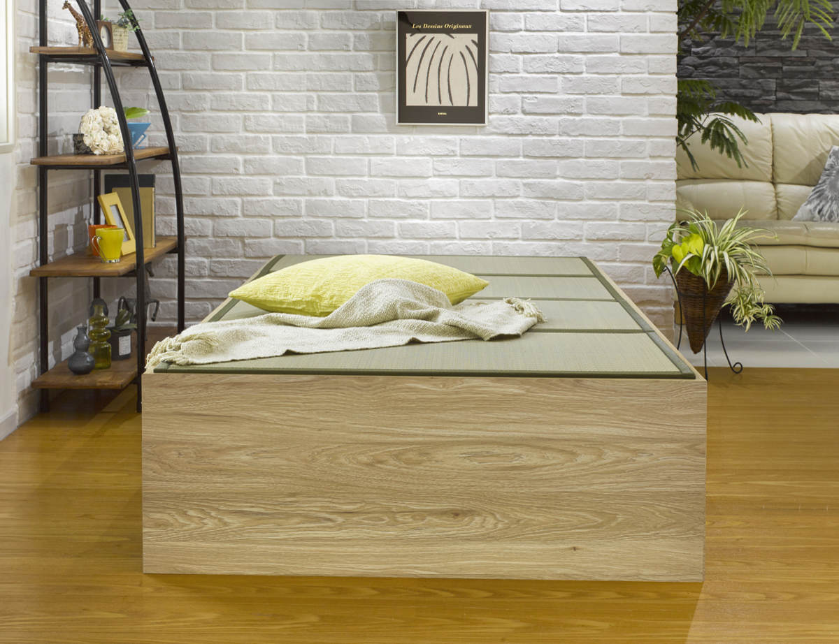 畳ベッド シングル 引出し2杯 小上がり シンプル ( ベッドフレーム 畳 ベッド ヘッドレス 天然い草 引出し たたみ 抗菌 調湿 消臭 畳マットレス 畳付 ブラウン ナチュラル ) 【ブラウン】 ブラウン