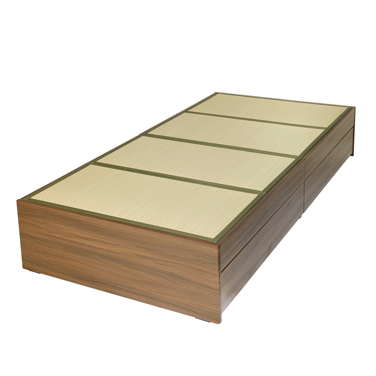 畳ベッド シングル 引出し2杯 小上がり シンプル ( ベッドフレーム 畳 ベッド ヘッドレス 天然い草 引出し たたみ 抗菌 調湿 消臭 畳マットレス 畳付 ブラウン ナチュラル ) 【ブラウン】 ブラウン