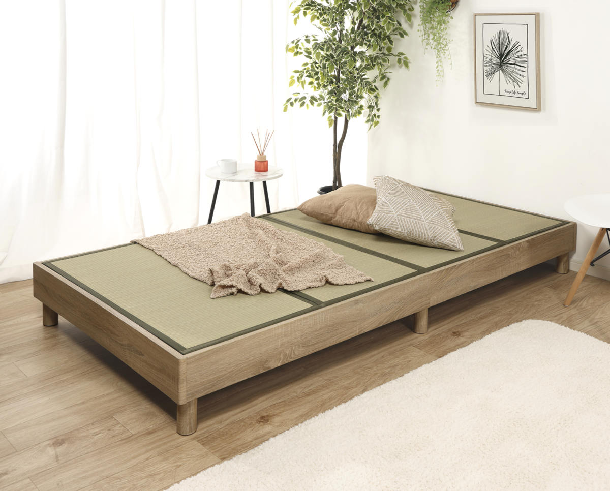 畳ベッド ローベッド シングル 小上がり ( ベッドフレーム 畳 ベッド ヘッドレス 天然い草 たたみ 抗菌 調湿 消臭 畳マットレス 畳付 ブラウン ナチュラル ) 【ブラウン】 ブラウン