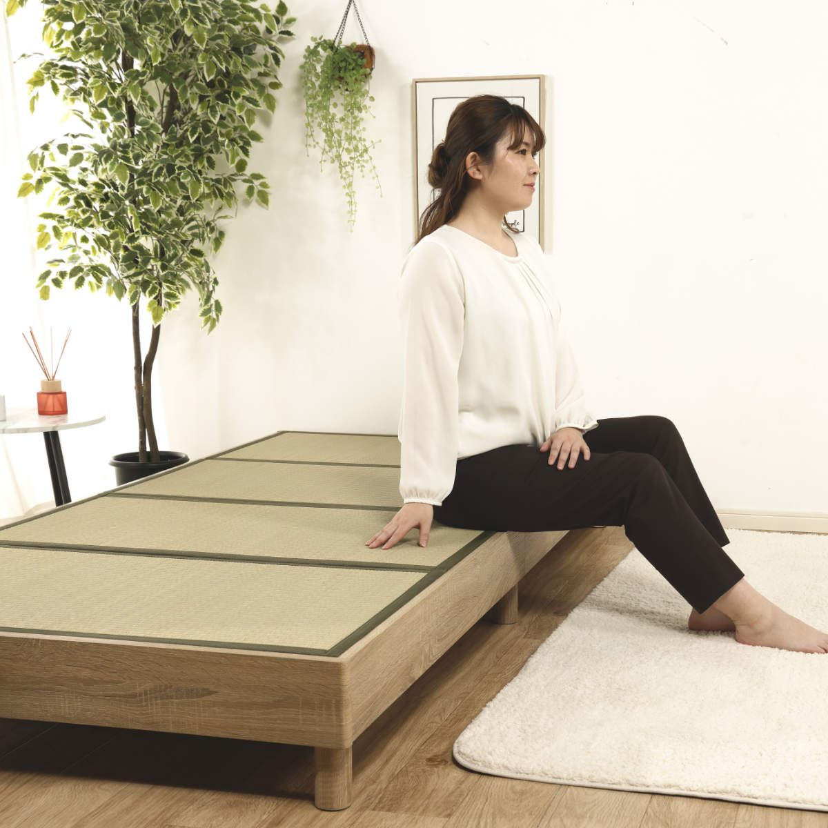畳ベッド ローベッド シングル 小上がり ( ベッドフレーム 畳 ベッド ヘッドレス 天然い草 たたみ 抗菌 調湿 消臭 畳マットレス 畳付 ブラウン ナチュラル ) 【ブラウン】 ブラウン