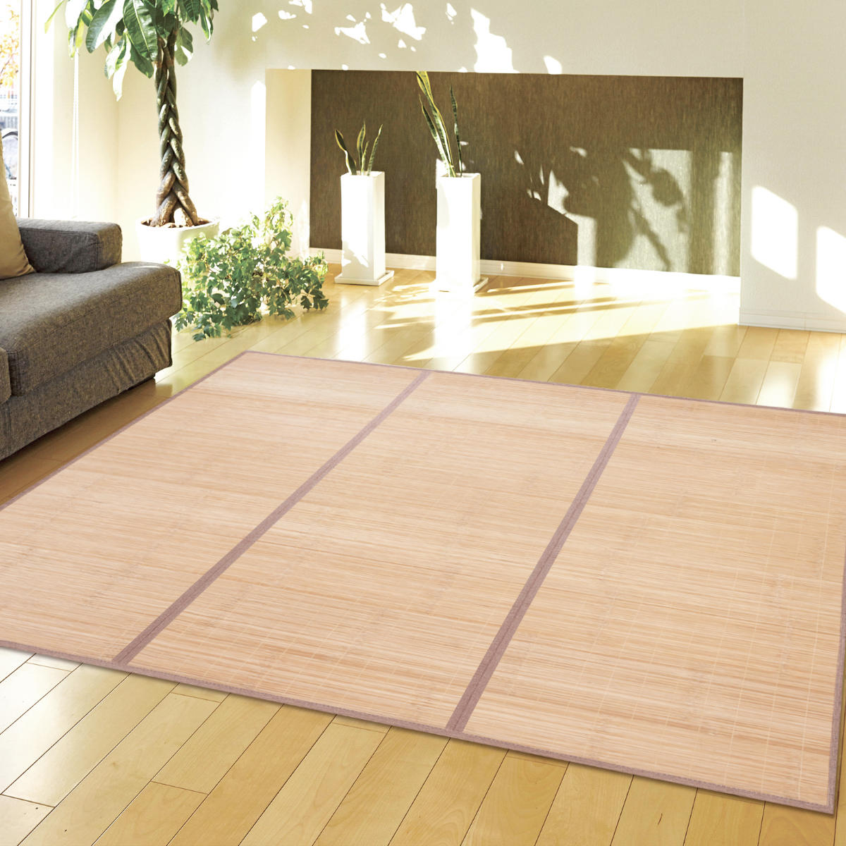 竹ラグ 180×180cm フラット ふっくらラグ ( ラグ マット 竹 ラグマット 天然素材 竹素材 抗菌 消臭効果 防音効果 耐久性 抗菌効果 消臭 防音 抗菌作用 ひんやり 滑り止め すべり止め ) 【ナチュラル】 ナチュラル