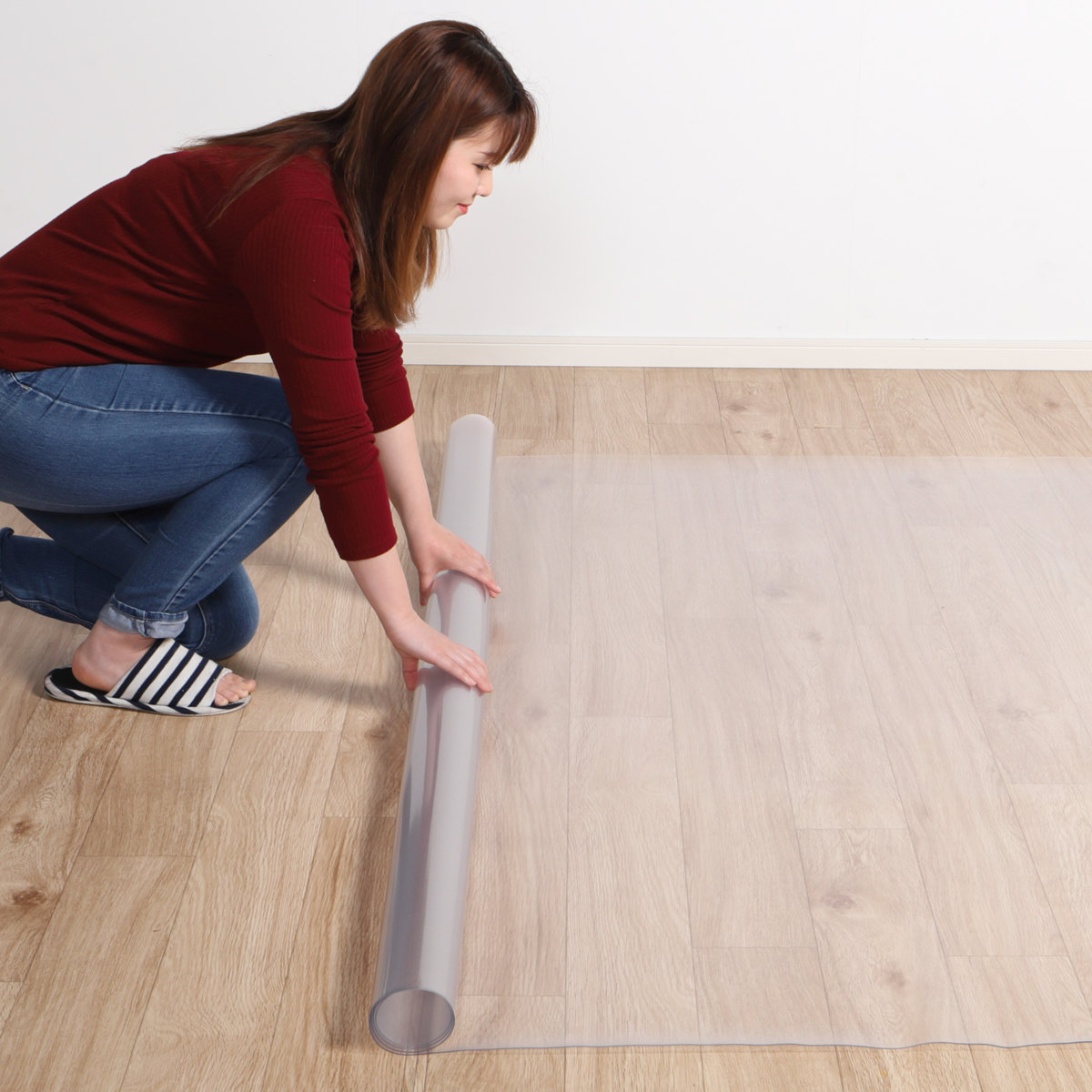 クリアマット 透明マット 抗菌 240×300cm ダイニングマット 折りたたみ ( マット フロアマット 透明 クリア フローリングマット クリアシート 床保護マット 抗菌効果 ズレにくい 防水加工 床暖対応 フローリング フリーカット )