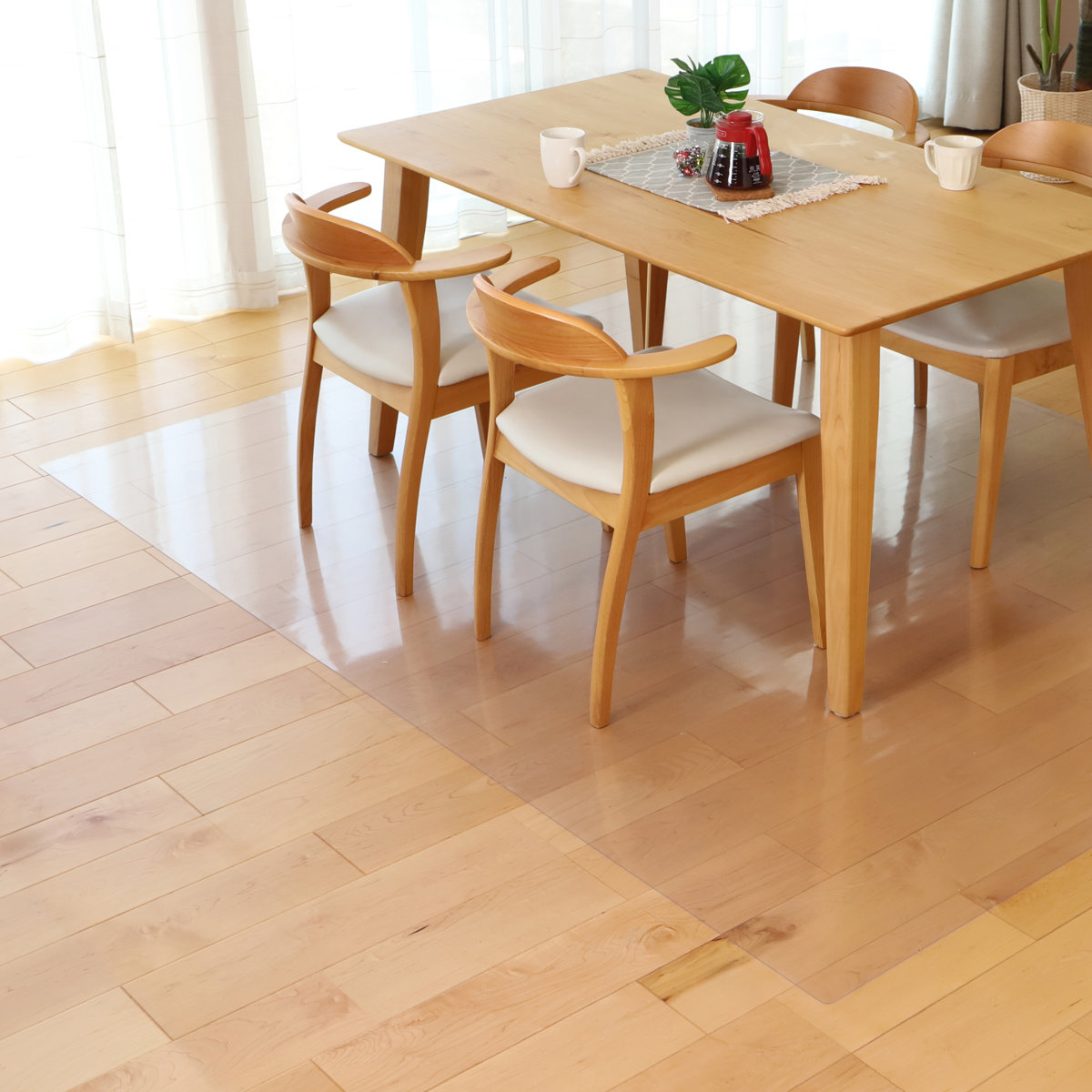 クリアマット 透明マット 抗菌 240×300cm ダイニングマット 折りたたみ ( マット フロアマット 透明 クリア フローリングマット クリアシート 床保護マット 抗菌効果 ズレにくい 防水加工 床暖対応 フローリング フリーカット )