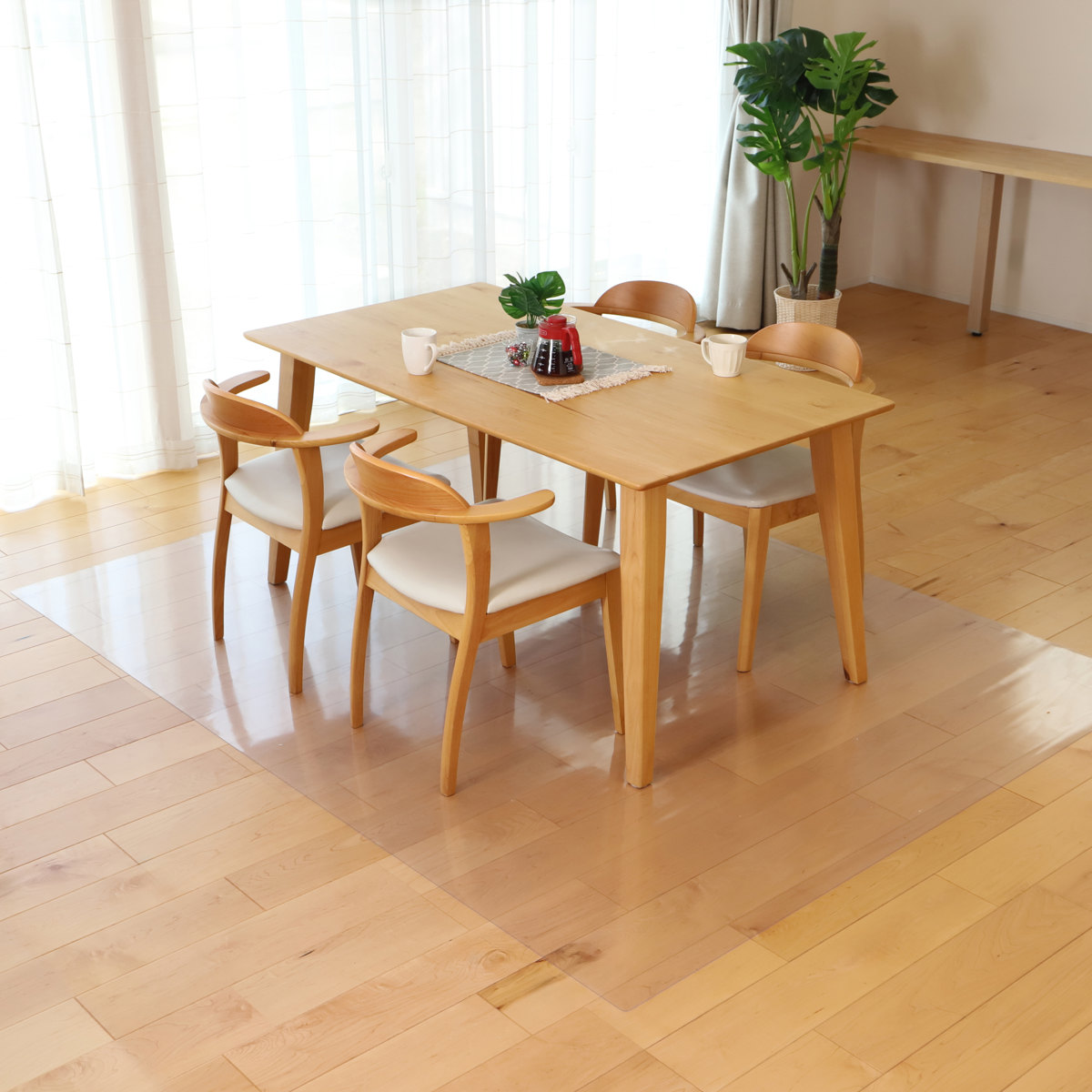 クリアマット 透明マット 抗菌 240×300cm ダイニングマット 折りたたみ ( マット フロアマット 透明 クリア フローリングマット クリアシート 床保護マット 抗菌効果 ズレにくい 防水加工 床暖対応 フローリング フリーカット )