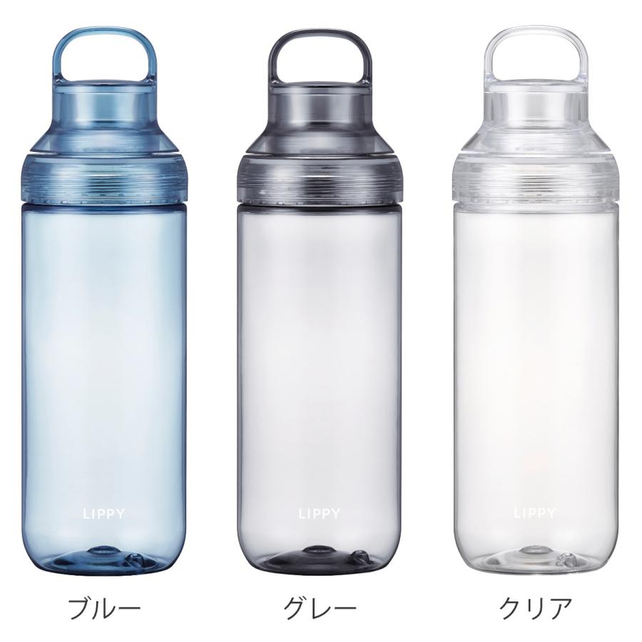 LIPPY ウォーターボトル 1L 水筒 ( 直飲み クリアボトル マグボトル スポーツボトル 常温 大容量 日本製 マグ ボトル クリア ハンドル付き 透明 軽量 目盛り付き おしゃれ 大人 ) 【グレー】 グレー