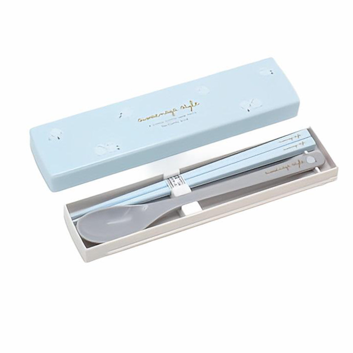 コンビセット シマエナガ 引フタコンビ 箸 スプーン ( スライド 18cm 食洗機対応 18センチ お箸 箸箱 カトラリー 食洗機OK カトラリーセット スライド式 携帯用 お弁当 弁当 子供 グッズ )