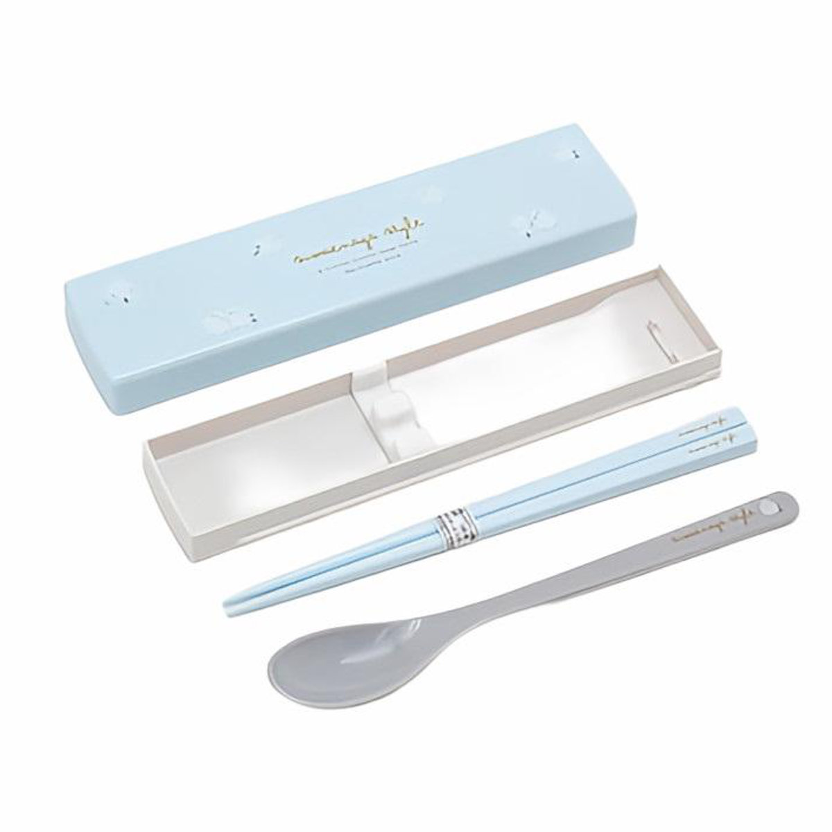 コンビセット シマエナガ 引フタコンビ 箸 スプーン ( スライド 18cm 食洗機対応 18センチ お箸 箸箱 カトラリー 食洗機OK カトラリーセット スライド式 携帯用 お弁当 弁当 子供 グッズ )