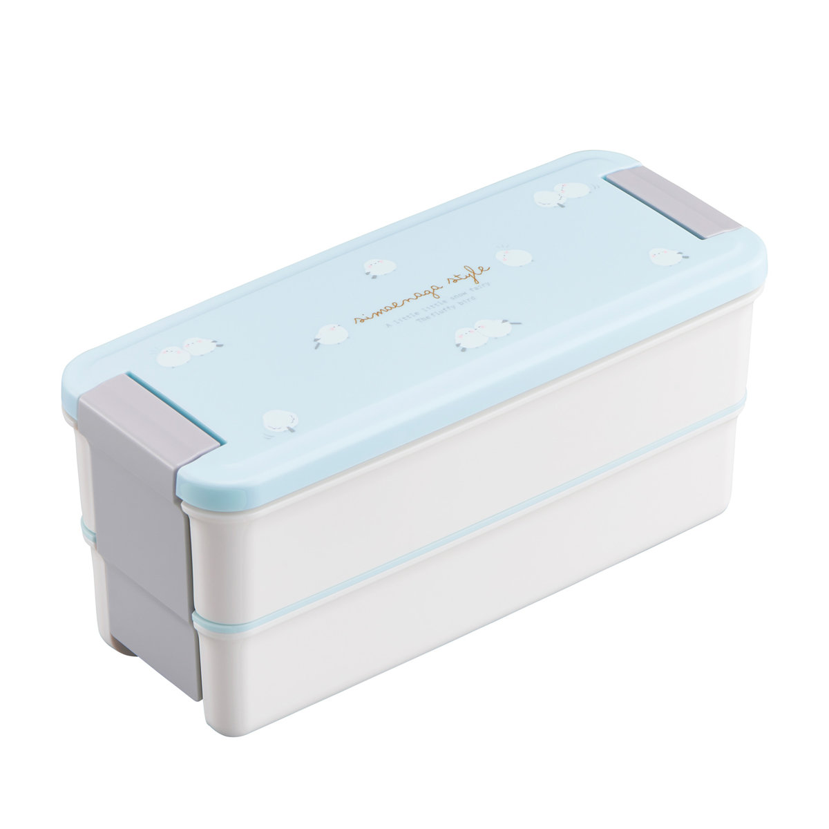 弁当箱 650ml シマエナガ ランチボックス二段 仕切付 ( お弁当箱 ランチボックス 食洗機対応 レンジ対応 二段 抗菌 防汚 日本製 食洗機OK レンジOK お弁当 弁当 パッキン一体型 仕切り付き 大人 )