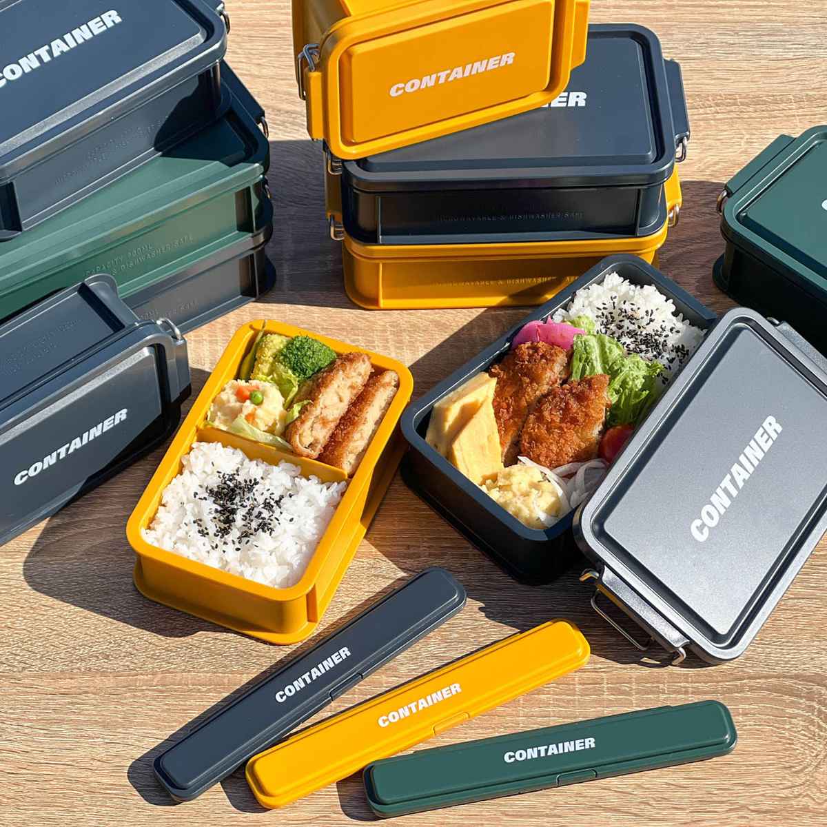 弁当箱 750ml 1段 コンテナランチボックス ( お弁当 レンジ対応 食洗機対応 おしゃれ ランチボックス コンテナ レンジOK 食洗機OK ロック 一段 シリーズ お弁当箱 弁当 スタッキング ピクニック 大容量 パッキン ) 【グリーン】 グリーン