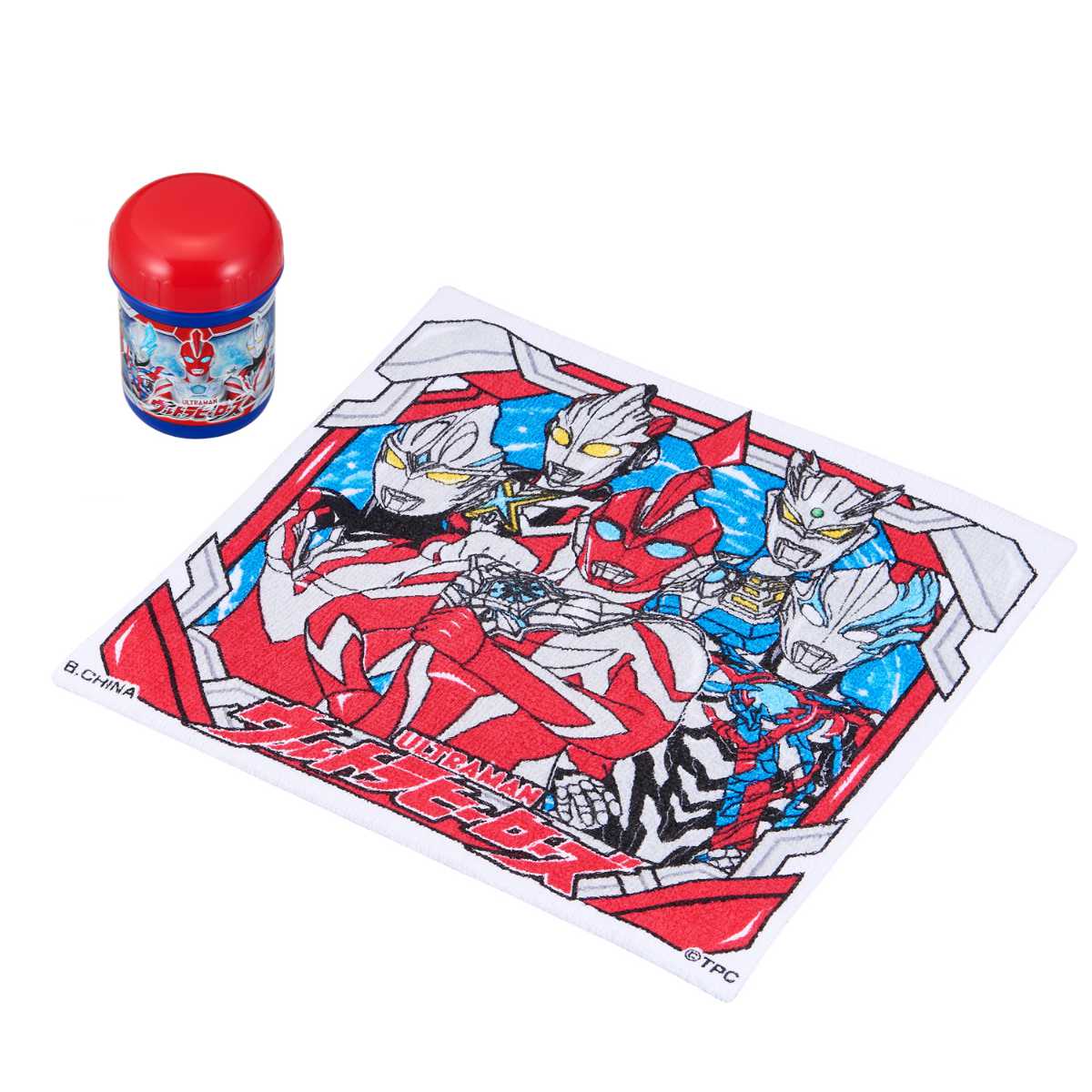 おしぼりセット ウルトラヒーローズ ( ウルトラマン ケース お手拭き タオル ハンカチ ハンドタオル 抗菌 子供 おしぼりタオル おしぼりケース ケース付 給食 幼稚園 保育園 キッズ )