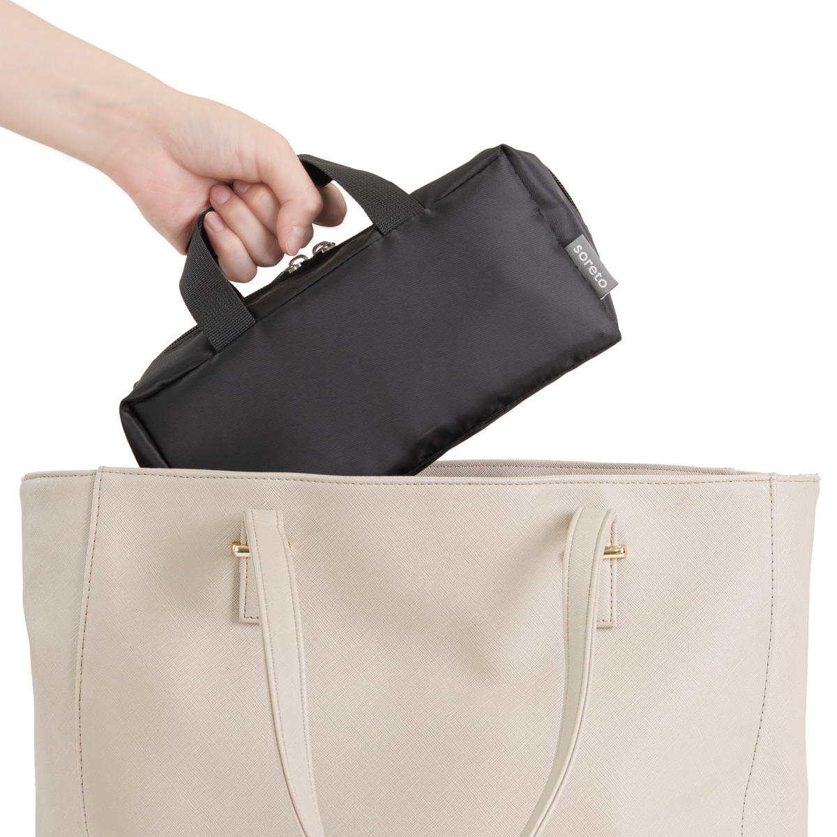 ランチバッグ soretoバッグインミニバッグ ( 保冷バッグ 保冷ランチバッグ 保温 弁当袋 お弁当袋 お弁当入れ ブラック ランチポーチ ランチ ポーチ お弁当箱 弁当 袋 手提げかばん ) 【ブラック】 ブラック