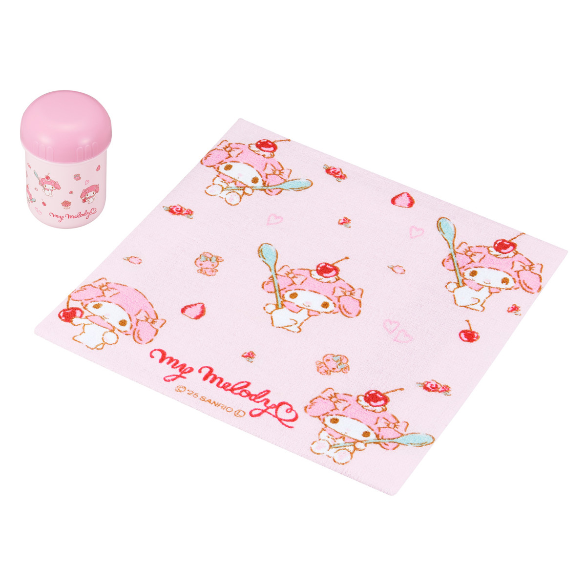 おしぼりセット マイメロディ ( ケース お手拭き タオル ハンカチ ハンドタオル 抗菌 子供 おしぼりタオル おしぼりケース ケース付 給食 幼稚園 保育園 キッズ )