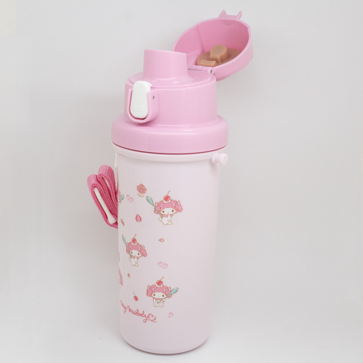 水筒 600ml 直飲み水筒 マイメロディ ( 直飲み ダイレクトボトル プラボトル プラスチック ワンタッチ 子供 日本製 幼稚園 保育園 子供用水筒 キッズボトル ワンプッシュ ショルダーベルト キッズ )