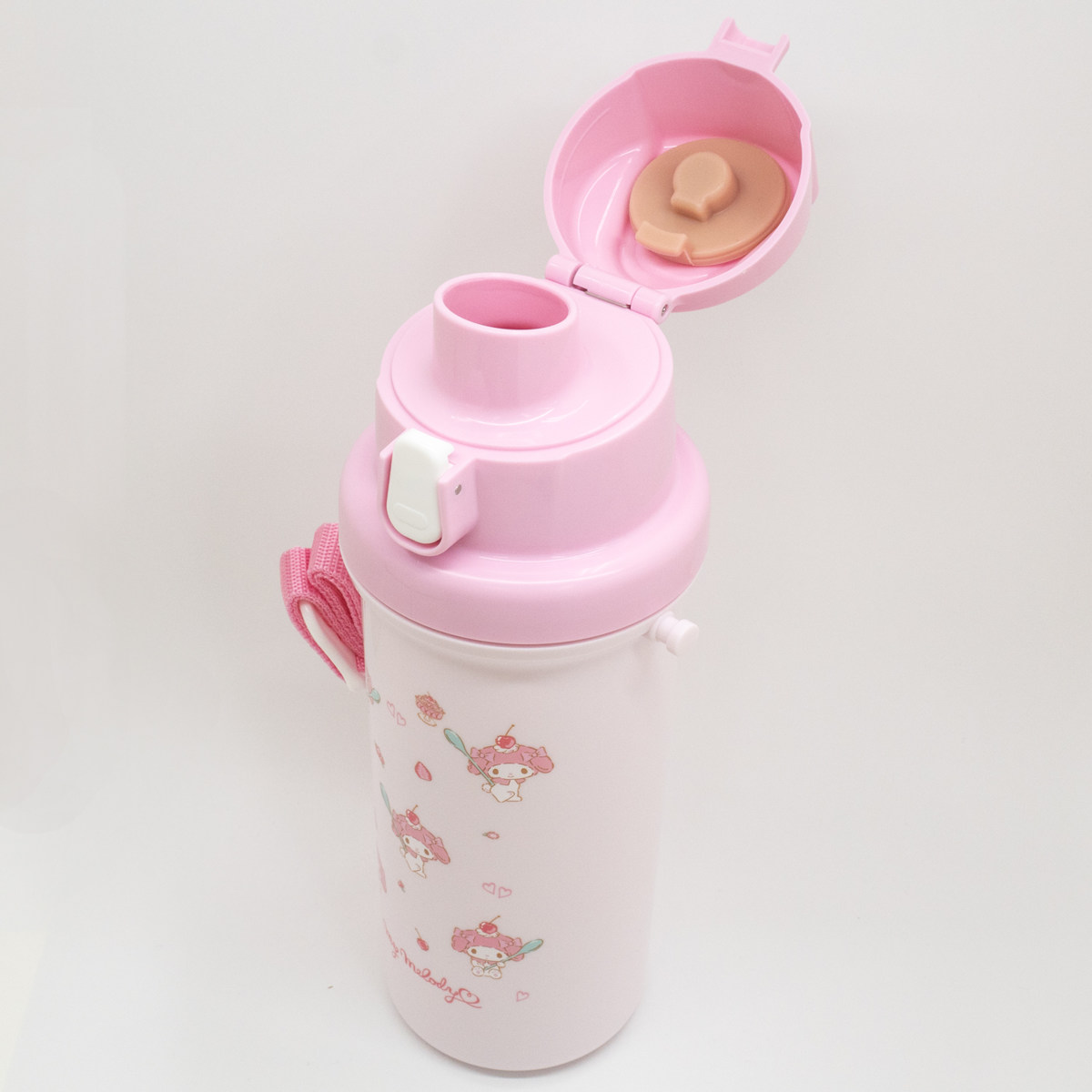 水筒 600ml 直飲み水筒 マイメロディ ( 直飲み ダイレクトボトル プラボトル プラスチック ワンタッチ 子供 日本製 幼稚園 保育園 子供用水筒 キッズボトル ワンプッシュ ショルダーベルト キッズ )