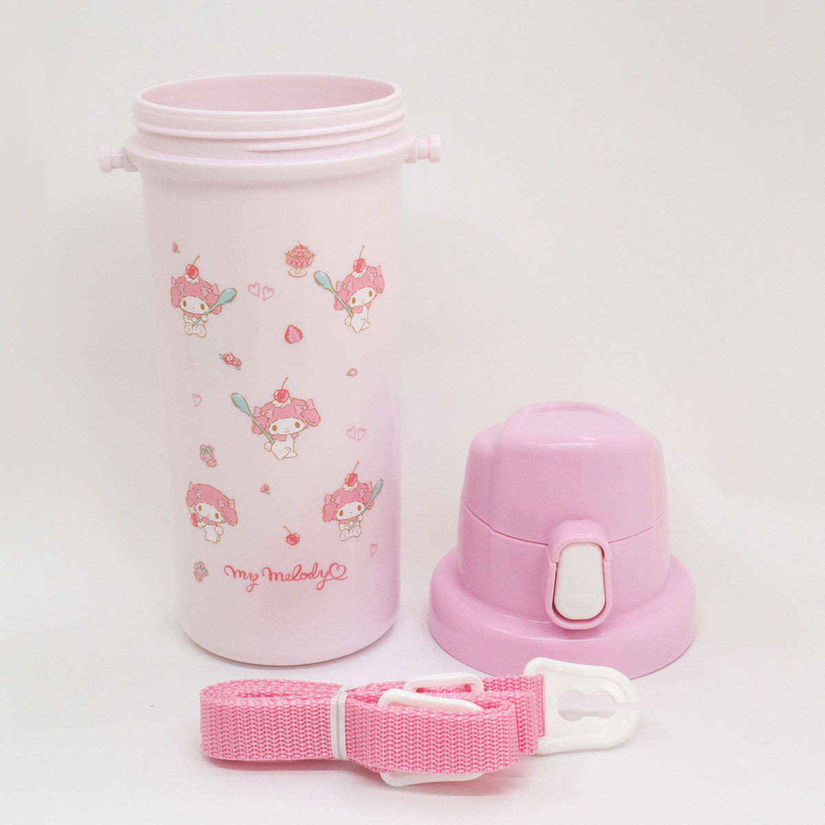 水筒 600ml 直飲み水筒 マイメロディ ( 直飲み ダイレクトボトル プラボトル プラスチック ワンタッチ 子供 日本製 幼稚園 保育園 子供用水筒 キッズボトル ワンプッシュ ショルダーベルト キッズ )