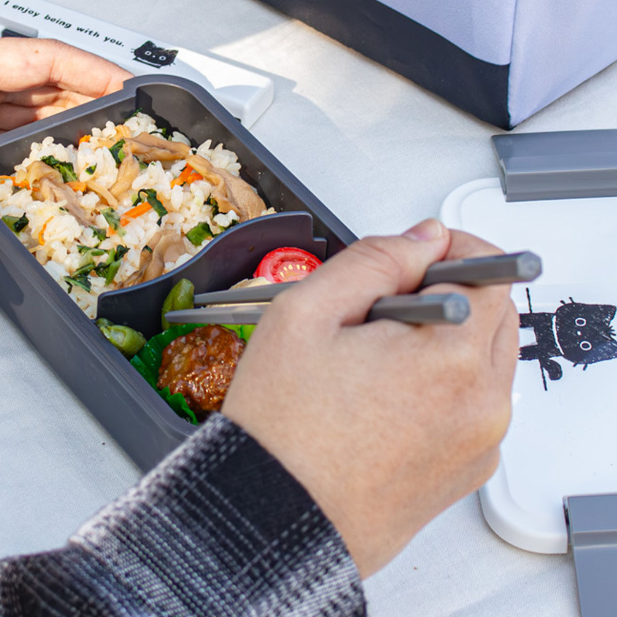 箸箱セット ねこちゃん スリム ( 箸 食洗機対応 19.5センチ お箸 箸箱 はし箱 セット 音が鳴らない 子供 日本製 食洗機OK 給食 お弁当用 携帯箸 弁当 お弁当 携帯用 幼稚園 保育園 キッズ )