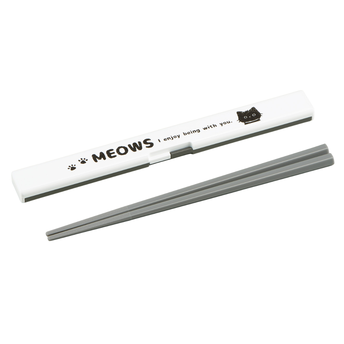 箸箱セット ねこちゃん スリム ( 箸 食洗機対応 19.5センチ お箸 箸箱 はし箱 セット 音が鳴らない 子供 日本製 食洗機OK 給食 お弁当用 携帯箸 弁当 お弁当 携帯用 幼稚園 保育園 キッズ )
