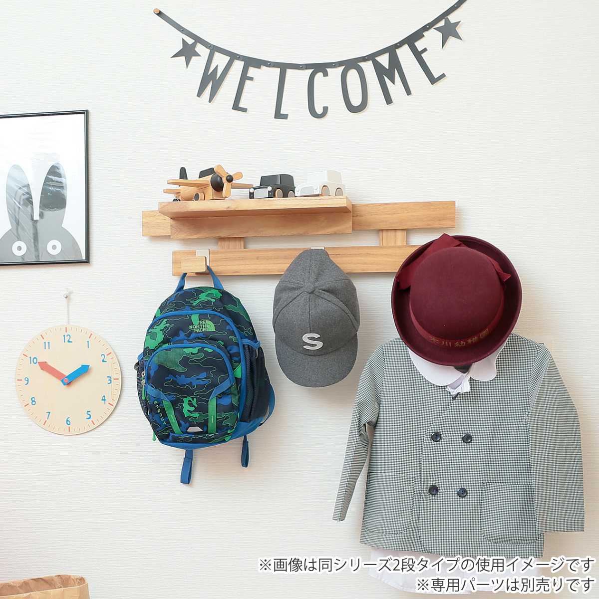 壁掛け すのこ 幅66×奥行3×高さ29cm 壁に付けられるすのこ 4段 フック 2個付き ( 壁面収納 収納 ラダーラック 壁面ラック スノコ フック2個 飾り棚 ディスプレイ インテリア 棚 木製 木目 ウォールフック 小物掛け 石膏ボード用 ) 【ダークブラウン】 ダークブラウン