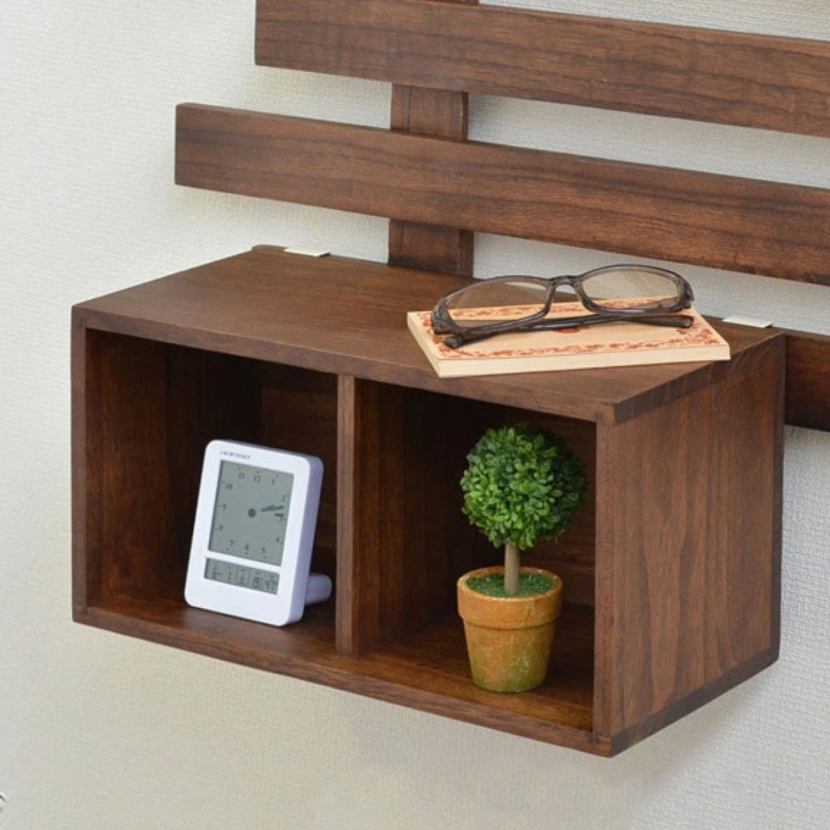 箱 2マス すのこに掛けられる家具 オプション パーツ 飾り棚 ボックス ( 部品 BOX 飾り台 すのこに掛けられる 棚 ディスプレイ インテリア 小物置き 木目調 おしゃれ カスタマイズ ) 【ナチュラル】 ナチュラル