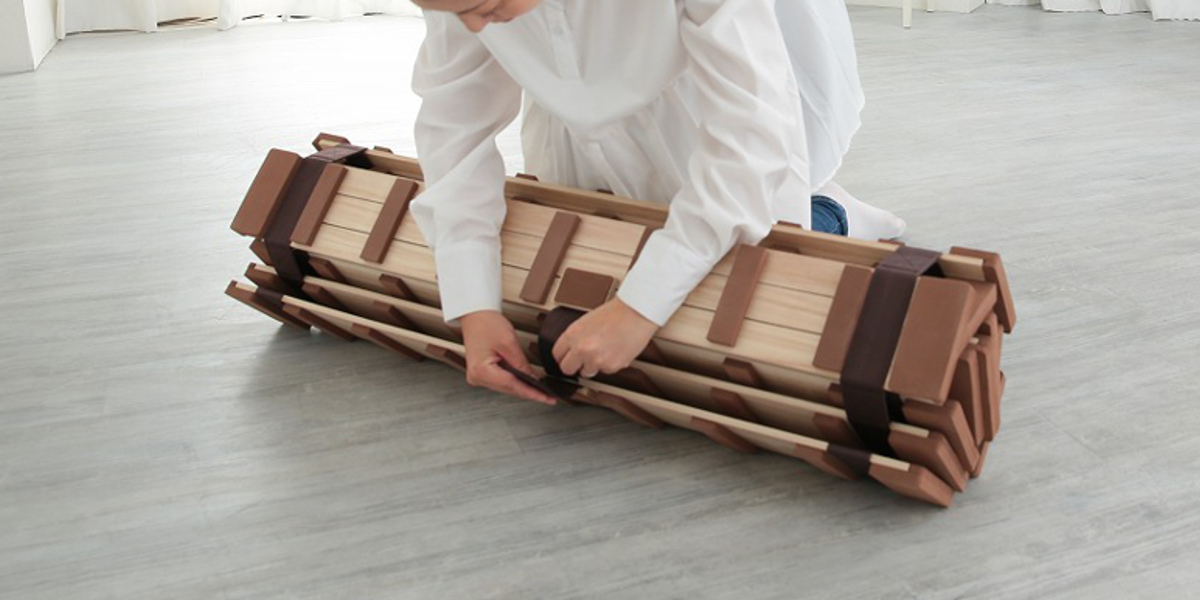 すのこベッド ロール式 シングル 薄型軽量 天然木 ( スノコ すのこ マット 折りたたみ 桐 布団 ふとん 下 布団干し 簡単 湿気 カビ 対策 薄い 軽い 完成品 )