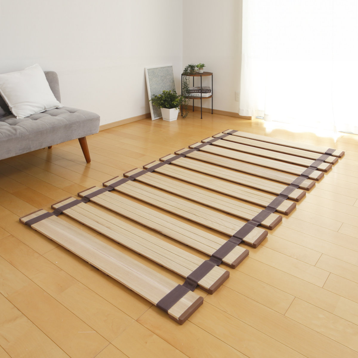 すのこベッド ロール式 シングル 薄型軽量 天然木 ( スノコ すのこ マット 折りたたみ 桐 布団 ふとん 下 布団干し 簡単 湿気 カビ 対策 薄い 軽い 完成品 )