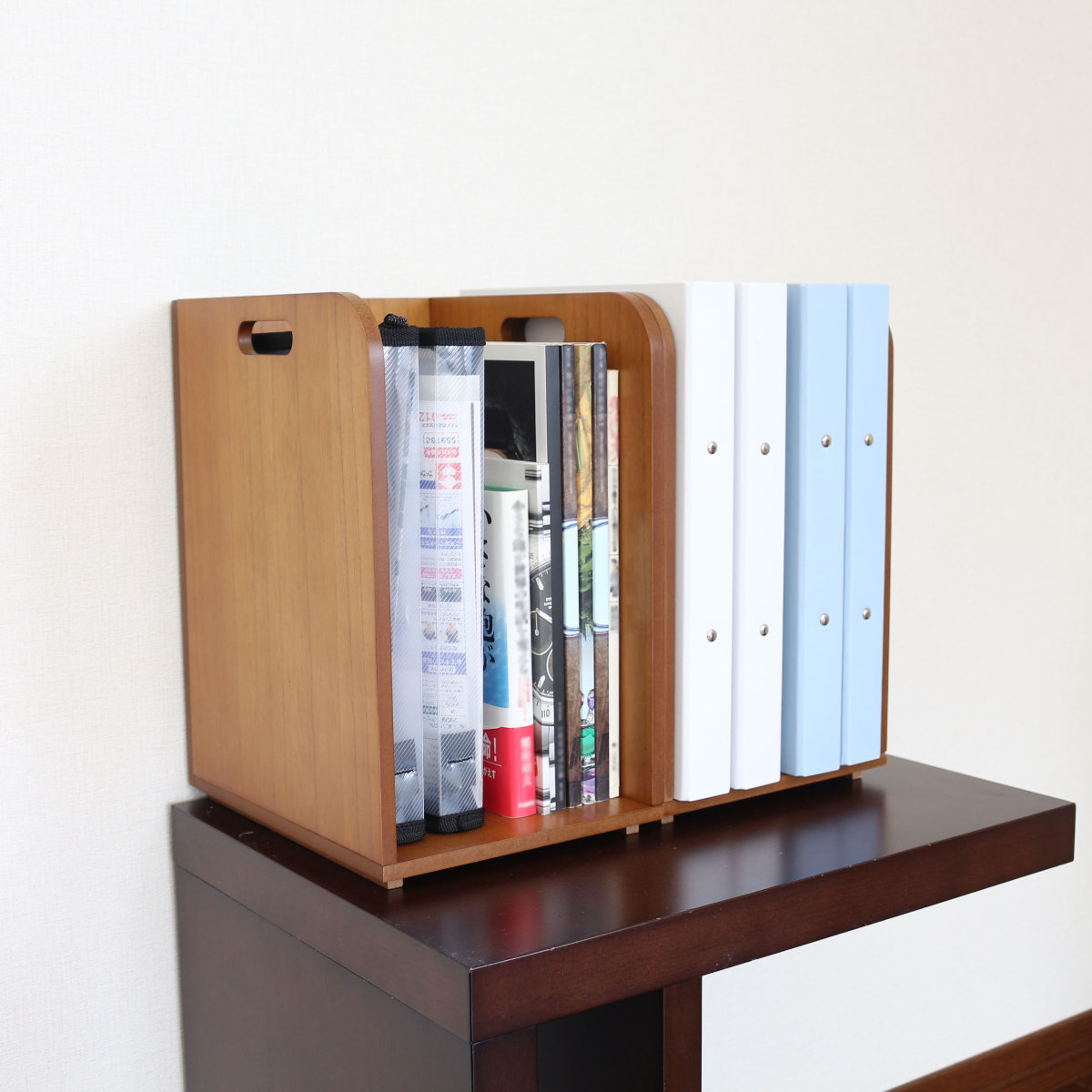 ブックラック スタッキングできるブックラック 本棚 積み重ね 木製 幅20×奥行25×高さ33cm ( 本立て 本 収納 ブックエンド スタンド 卓上 デスク 卓上収納 ファイルスタンド デスク収納 ファイル収納 ファイル 雑誌 絵本 教科書 )