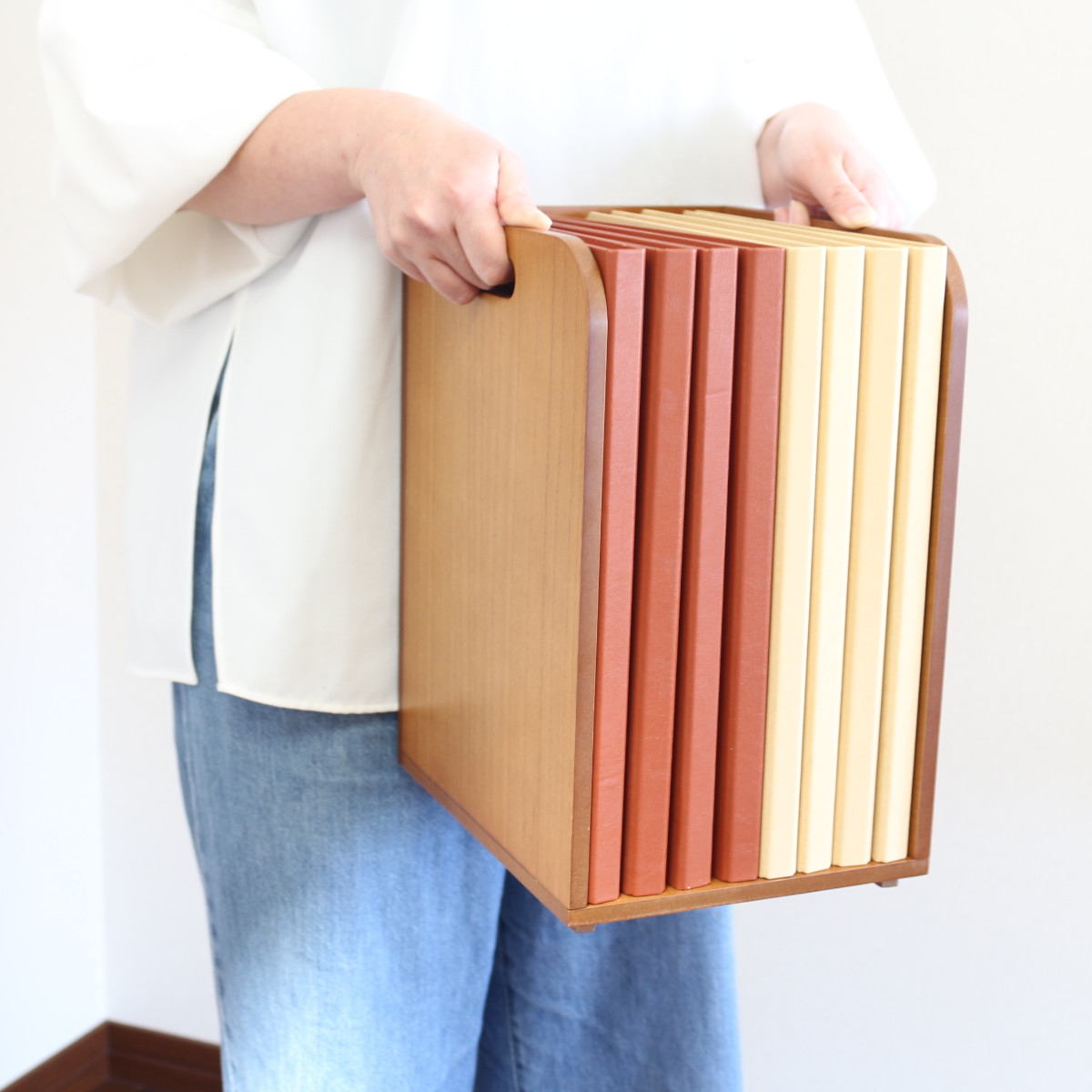 ブックラック スタッキングできるブックラック 本棚 積み重ね 木製 幅20×奥行25×高さ33cm ( 本立て 本 収納 ブックエンド スタンド 卓上 デスク 卓上収納 ファイルスタンド デスク収納 ファイル収納 ファイル 雑誌 絵本 教科書 )