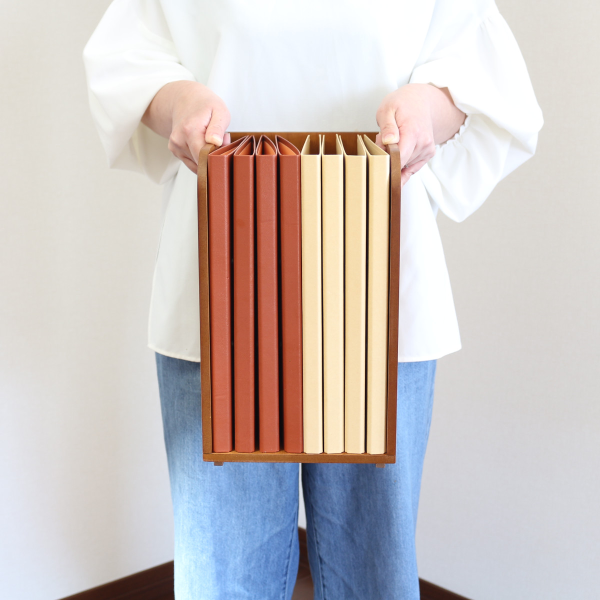 ブックラック スタッキングできるブックラック 本棚 積み重ね 木製 幅20×奥行25×高さ33cm ( 本立て 本 収納 ブックエンド スタンド 卓上 デスク 卓上収納 ファイルスタンド デスク収納 ファイル収納 ファイル 雑誌 絵本 教科書 )