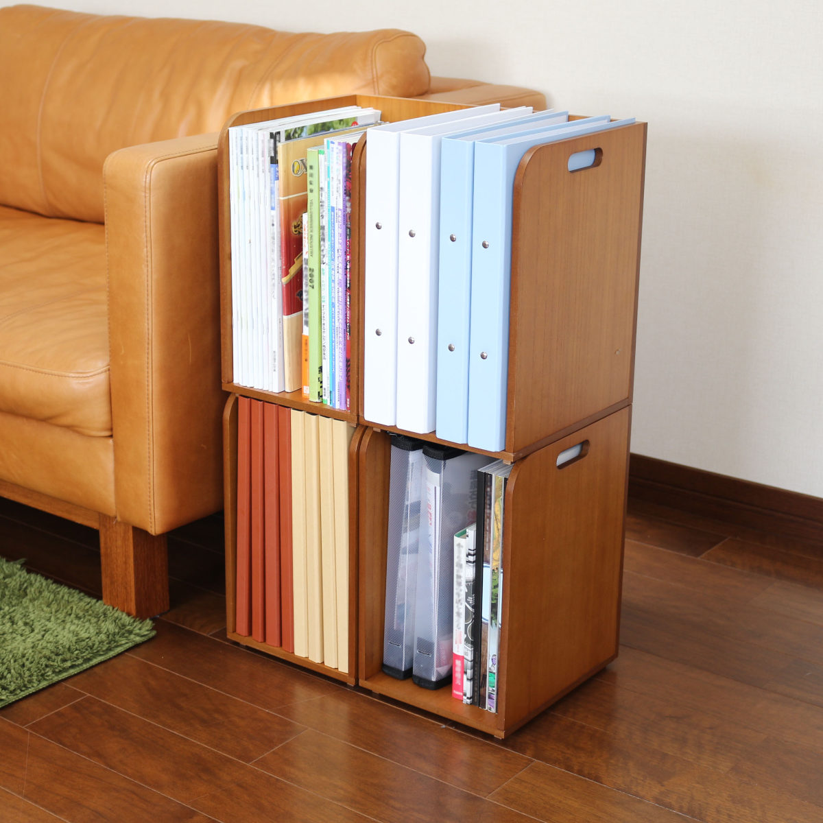 ブックラック スタッキングできるブックラック 本棚 積み重ね 木製 幅20×奥行25×高さ33cm ( 本立て 本 収納 ブックエンド スタンド 卓上 デスク 卓上収納 ファイルスタンド デスク収納 ファイル収納 ファイル 雑誌 絵本 教科書 )