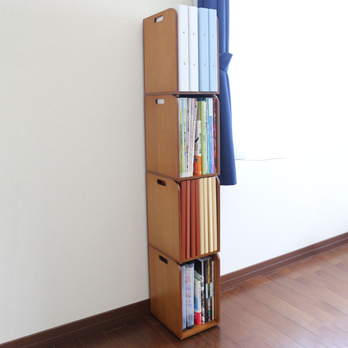 ブックラック スタッキングできるブックラック 本棚 積み重ね 木製 幅20×奥行25×高さ33cm ( 本立て 本 収納 ブックエンド スタンド 卓上 デスク 卓上収納 ファイルスタンド デスク収納 ファイル収納 ファイル 雑誌 絵本 教科書 )