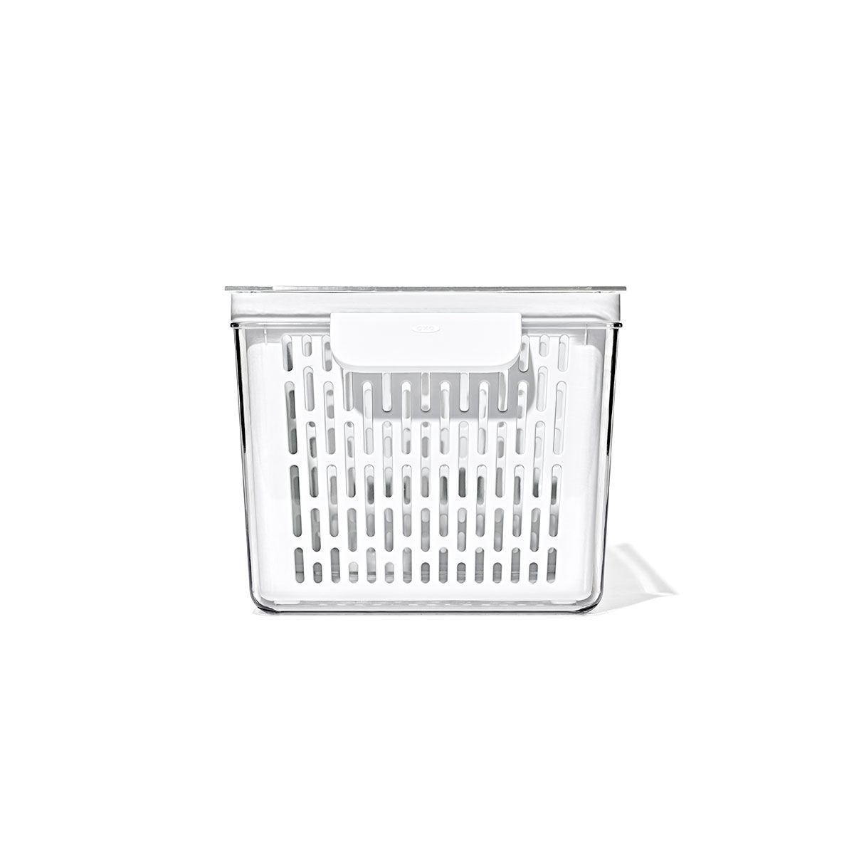 OXO オクソー 保存容器 ベジタブルキーパー ラージ ( プラスチック コンテナ 野菜保存容器 野菜用保存容器 ザル付き 水切り 食洗機対応 野菜用保存かご 野菜 保存 ベジタブル サラダボウル ハンドル付き 仕切り付き 冷蔵庫 透明 )