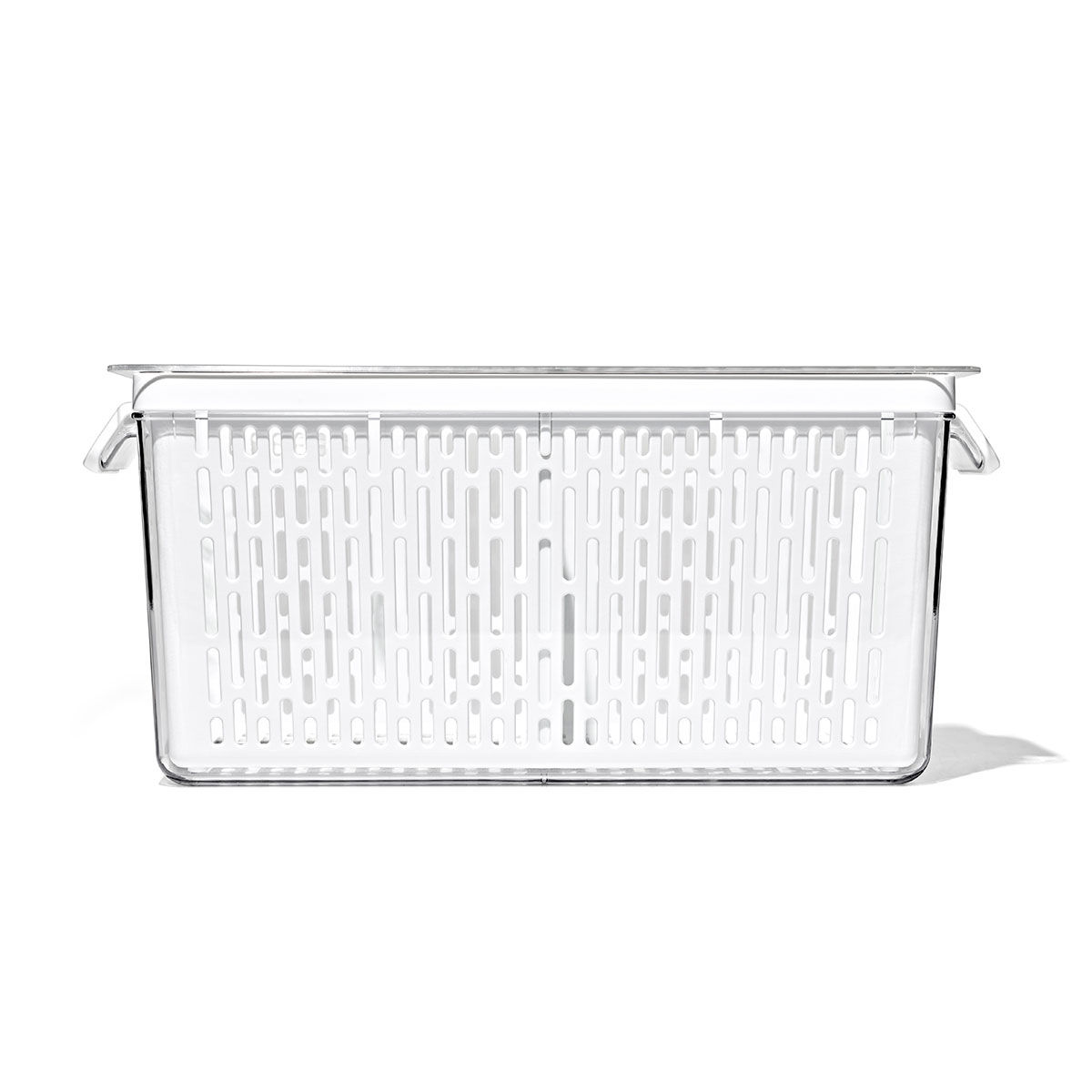 OXO オクソー 保存容器 ベジタブルキーパー ラージ ( プラスチック コンテナ 野菜保存容器 野菜用保存容器 ザル付き 水切り 食洗機対応 野菜用保存かご 野菜 保存 ベジタブル サラダボウル ハンドル付き 仕切り付き 冷蔵庫 透明 )