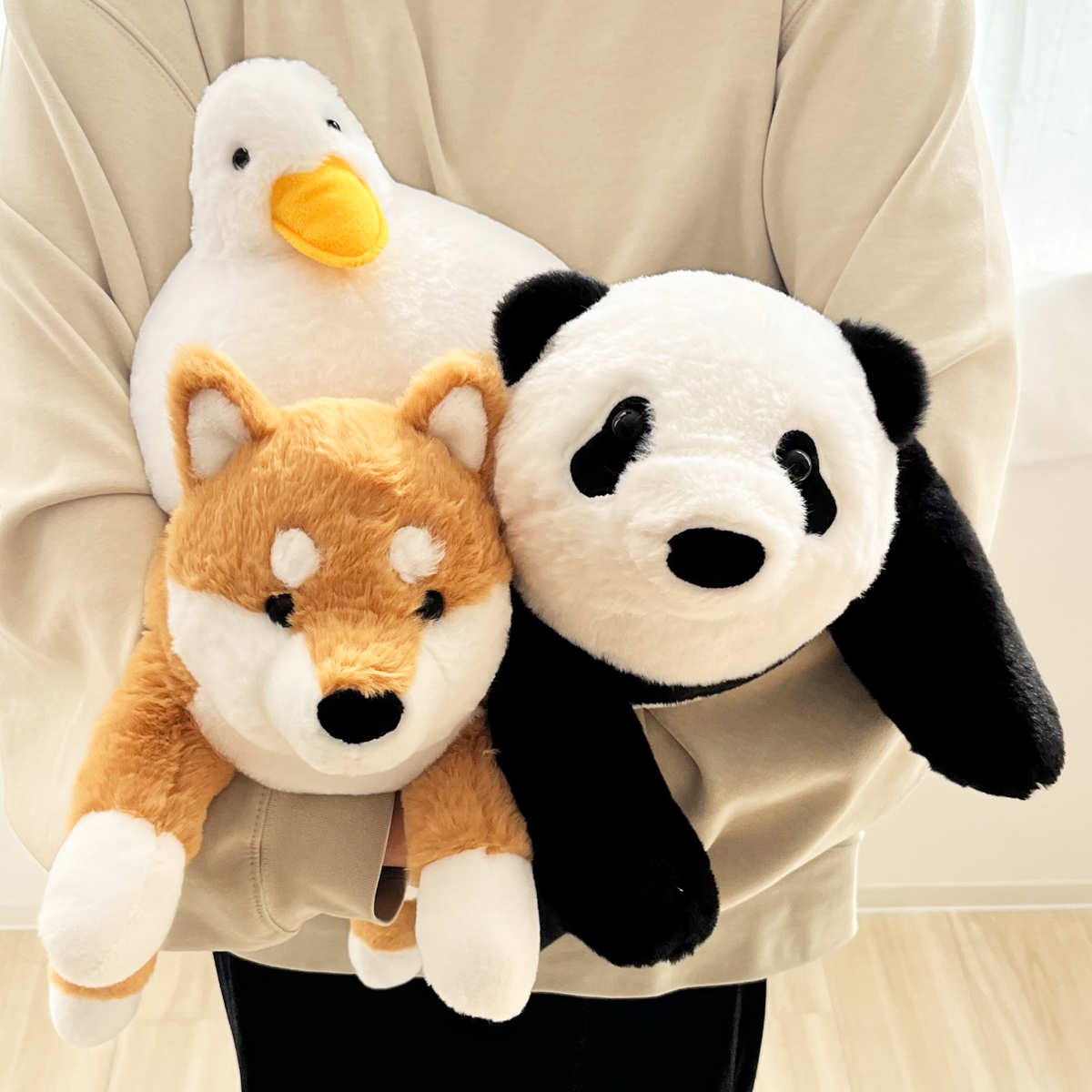 ぬいぐるみ おもぬい アニマル （ 大きい ふわふわ ノート付き クッション 抱き枕 ぬいぐるみクッション アヒル パンダ シバイヌ リアル 温もり ギフト かわいい 癒しグッズ グッズ プレゼント 人気 雑貨 インテリア ） 【シバイヌ】