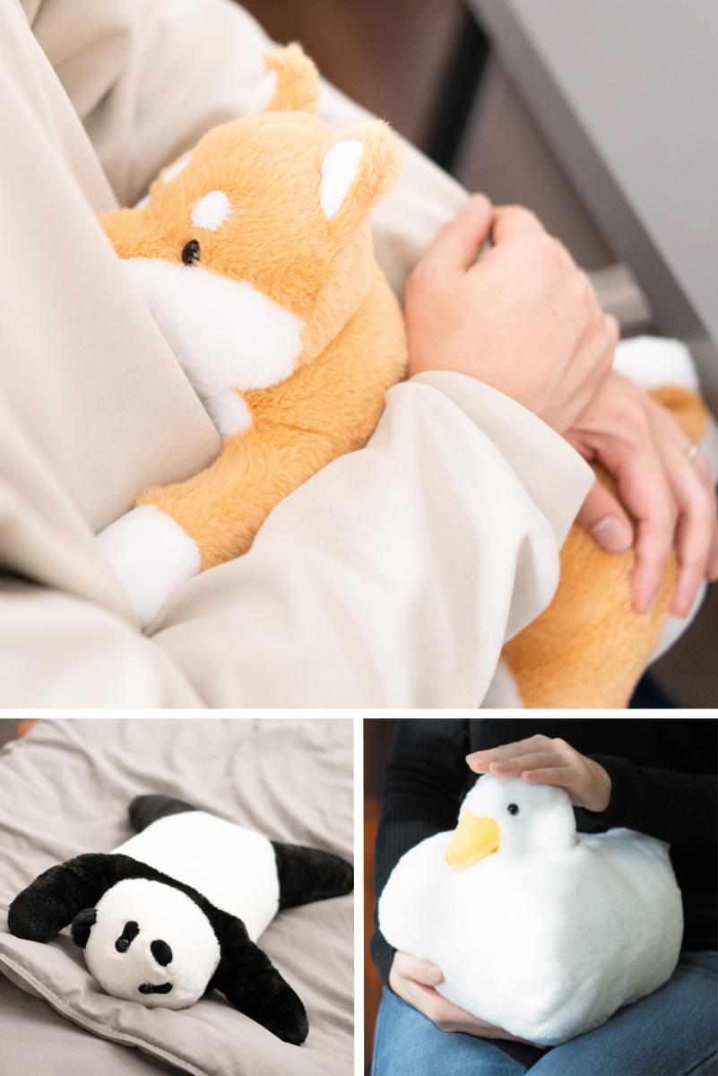 ぬいぐるみ おもぬい アニマル ( 大きい ふわふわ ノート付き クッション 抱き枕 ぬいぐるみクッション アヒル パンダ シバイヌ リアル 温もり ギフト かわいい 癒しグッズ グッズ プレゼント 人気 雑貨 インテリア ) 【アヒル】 アヒル