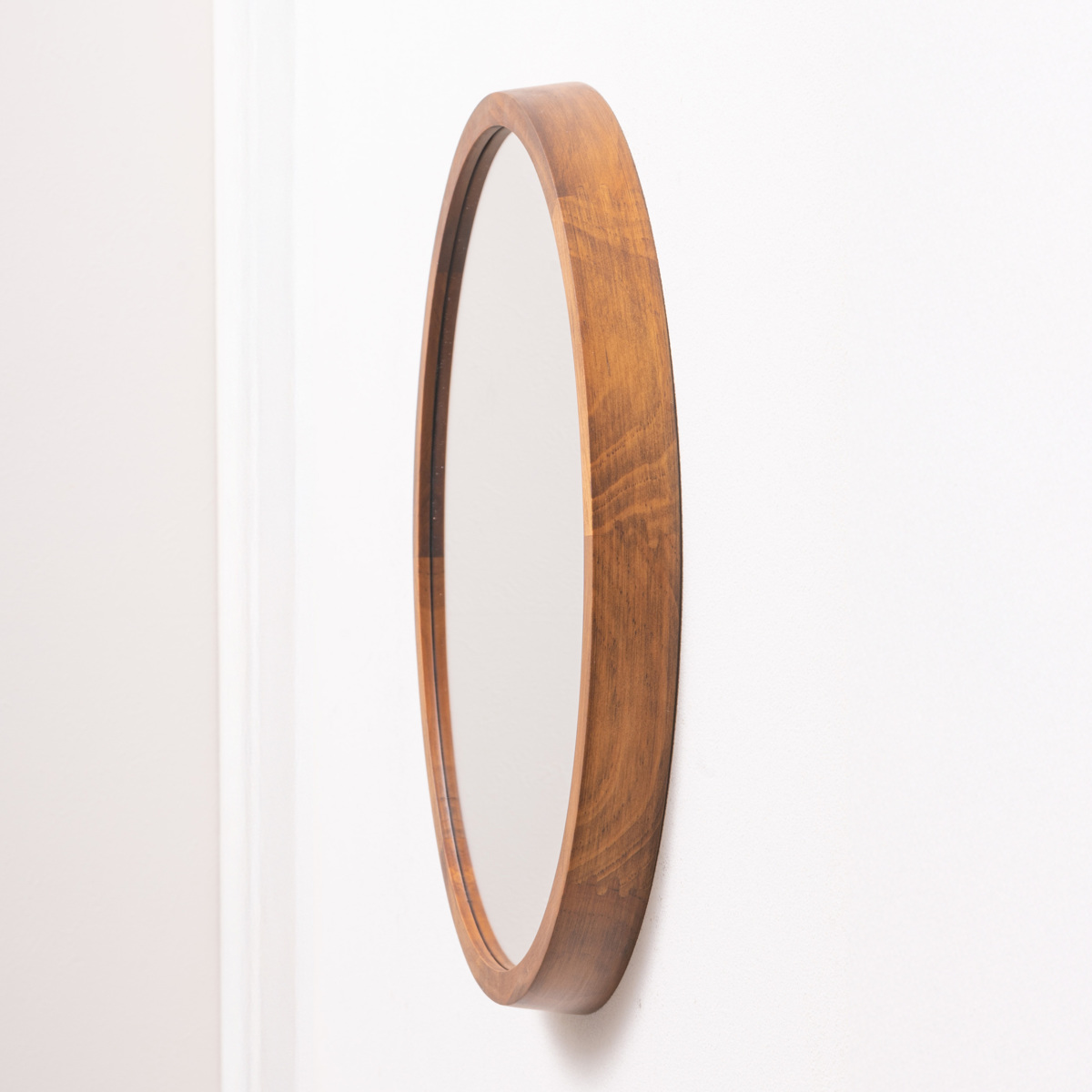 ミラー ウォールミラー 直径34.8cm 壁掛け 木製 無垢材 天然木 鏡 かがみ 円形 丸型 ( カガミ 姿見 壁掛け鏡 壁掛けミラー 壁 掛け 吊り下げ 玄関 リビング 丸 木 ウッド ) 【ナチュラル】 ナチュラル