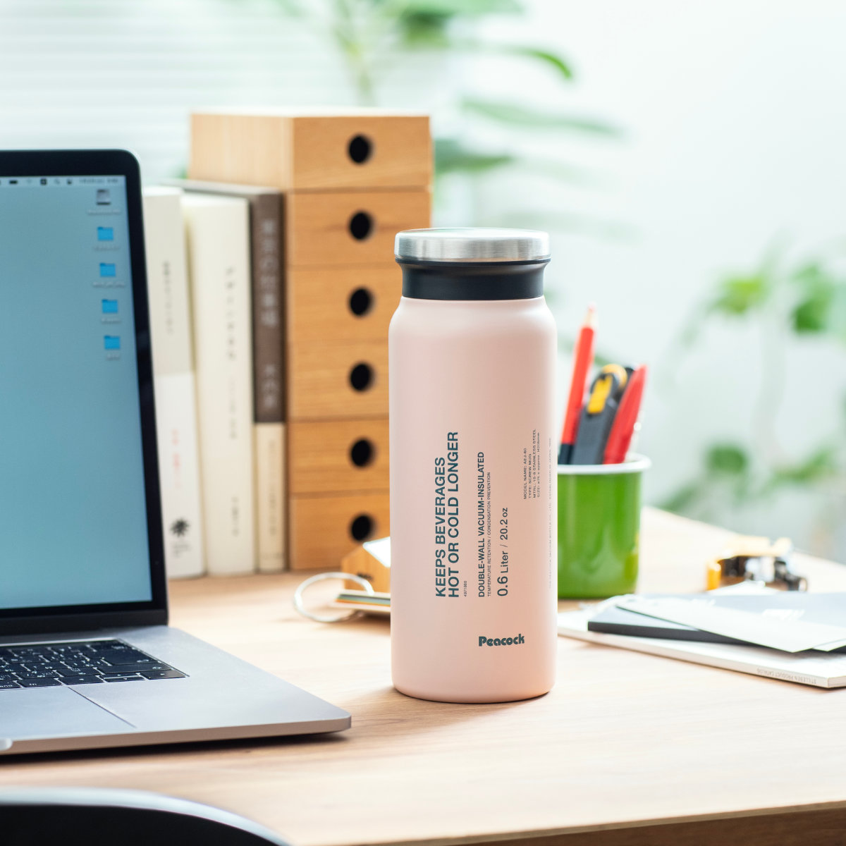 水筒 600ml ステンレスボトル スクリュータイプ ( ボトル 0.6L スクリュー ステンレス製 直飲み おしゃれ マグタイプ ダイレクトボトル ダイレクト シンプル お洒落 ステンレス 樹脂製 ) 【コーラルピンク】 コーラルピンク