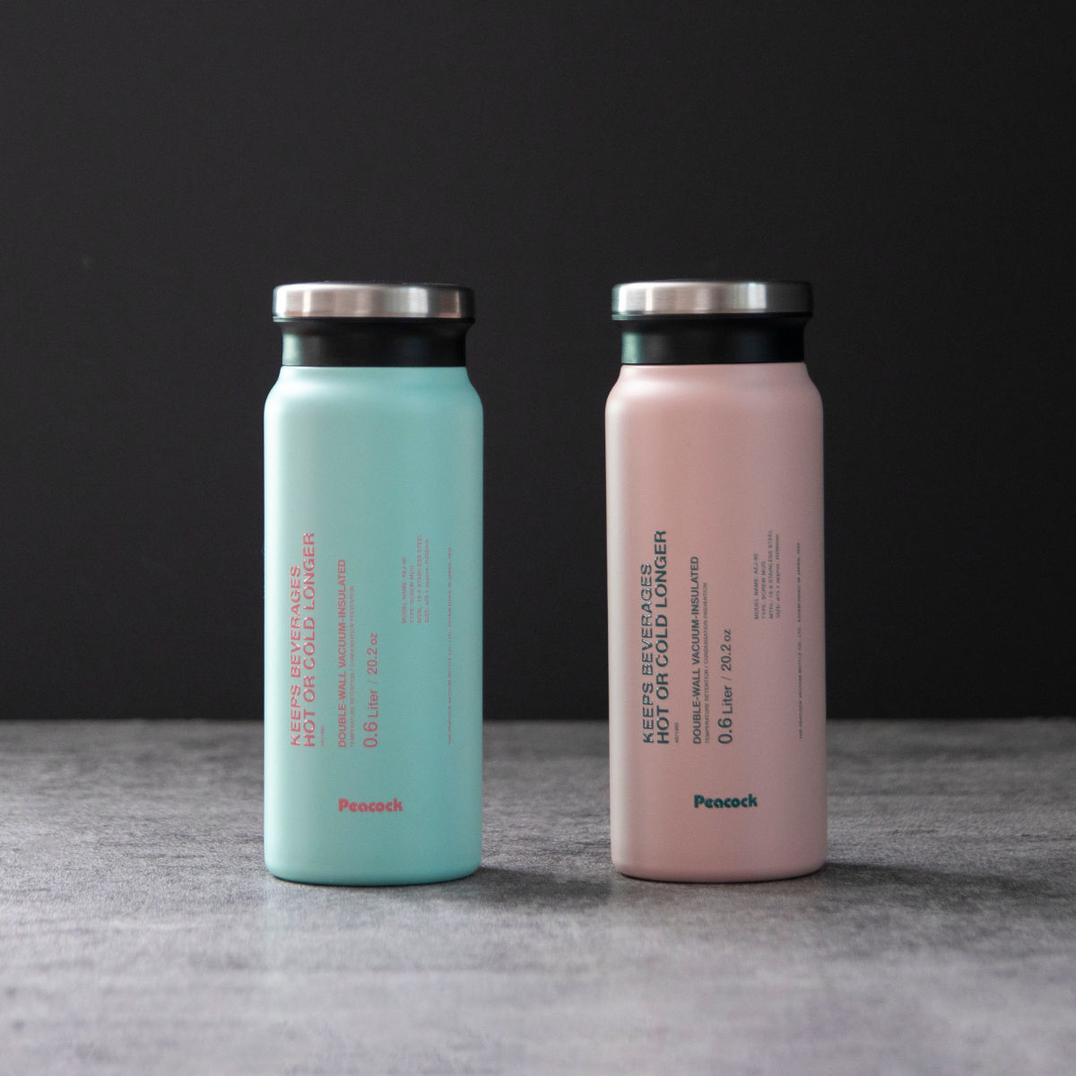 水筒 600ml ステンレスボトル スクリュータイプ ( ボトル 0.6L スクリュー ステンレス製 直飲み おしゃれ マグタイプ ダイレクトボトル ダイレクト シンプル お洒落 ステンレス 樹脂製 ) 【コーラルピンク】 コーラルピンク