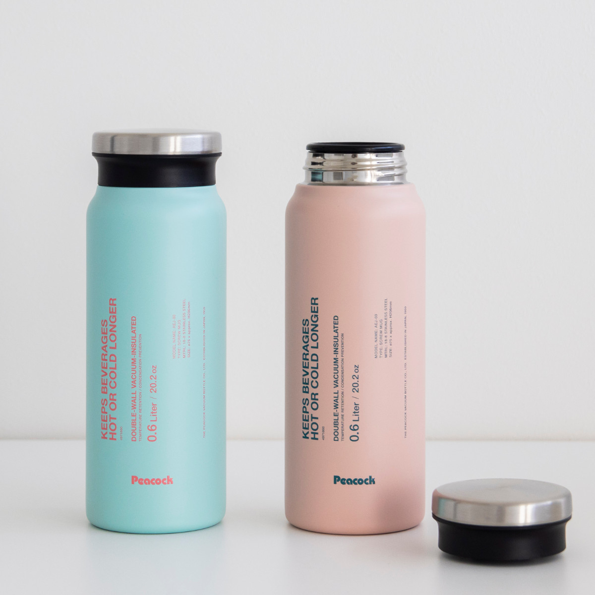 水筒 600ml ステンレスボトル スクリュータイプ ( ボトル 0.6L スクリュー ステンレス製 直飲み おしゃれ マグタイプ ダイレクトボトル ダイレクト シンプル お洒落 ステンレス 樹脂製 ) 【コーラルピンク】 コーラルピンク